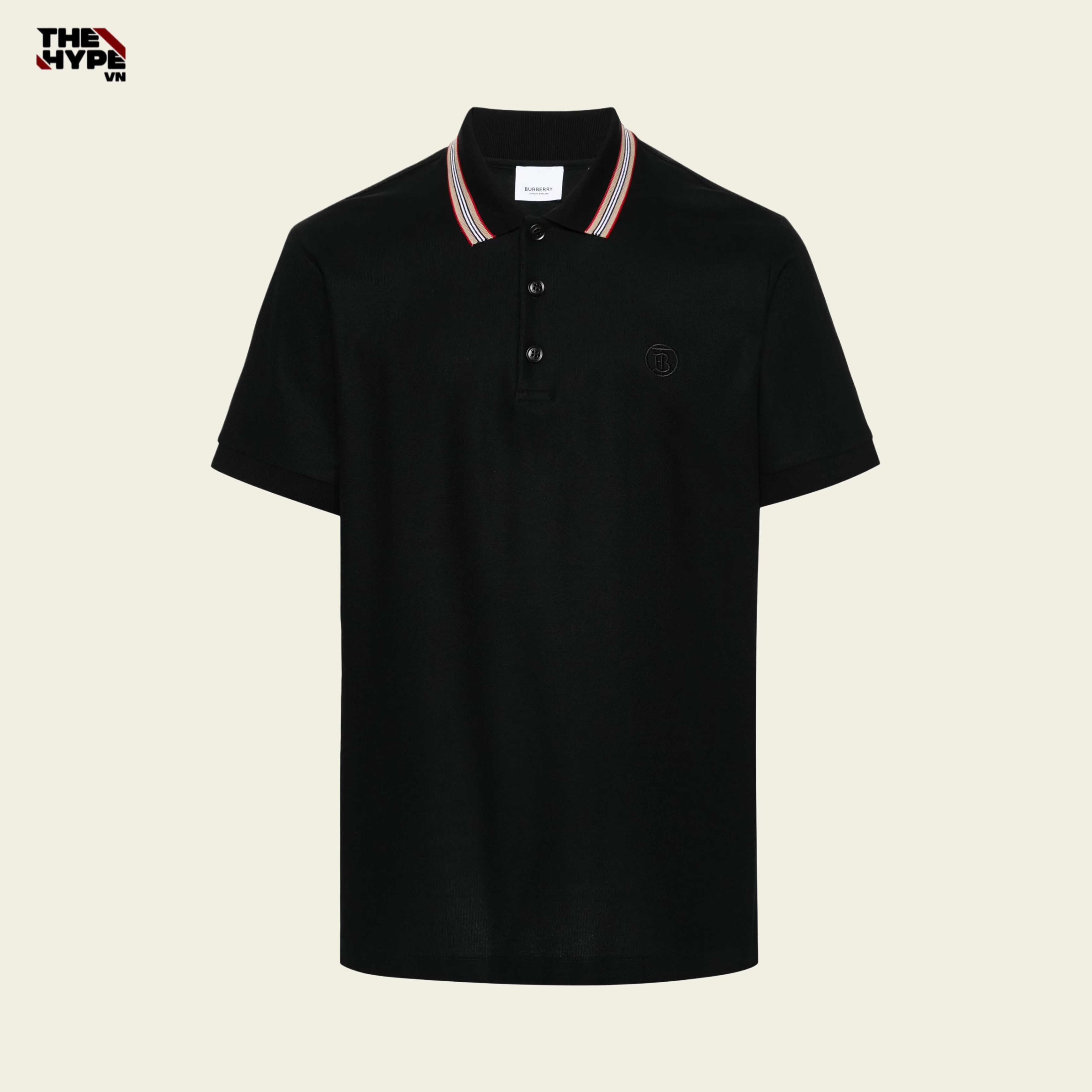 ÁO POLO BURBERRY STRIPE CIRCLE LOGO (BLACK)