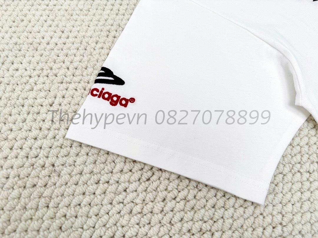 Áo Thun Balenciaga BLCG embroidered Logo 3B (WHite) [Mirror Quality]