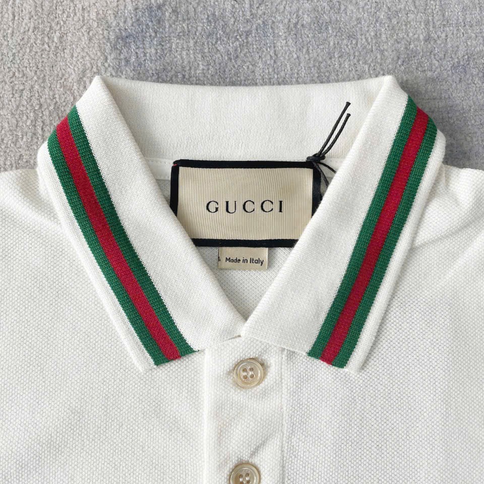 Áo Polo Gucci Cotton Piquet With Double G (White) [Mirror Quality]