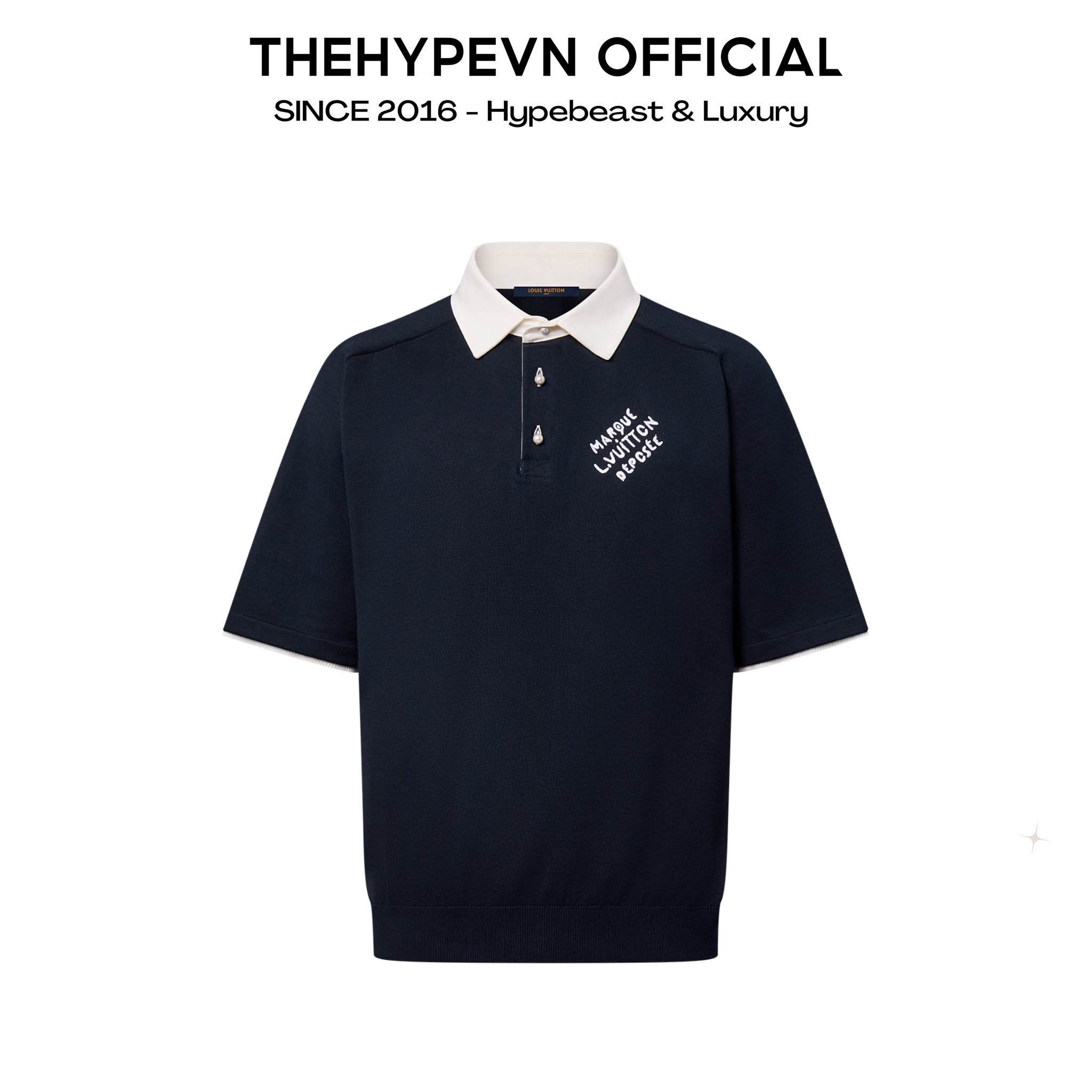 Áo Polo Louis Vuitton LV Embroidered Cotton Blend (Black) [Mirror Quality]