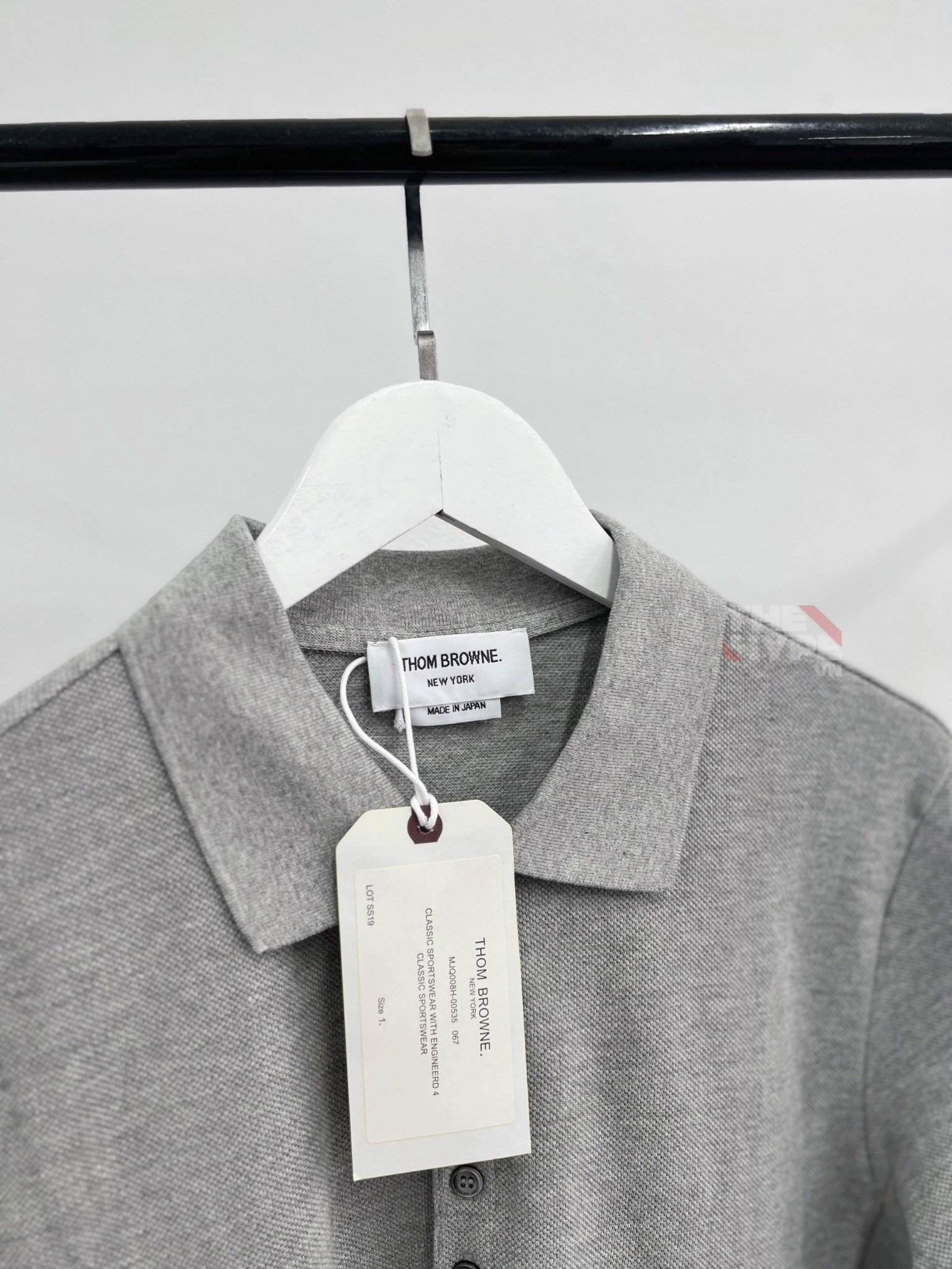 THOM BROWNE POLO - Áo Polo TB Side Stripes Insert (Xám)[MIRROR QUALITY]
