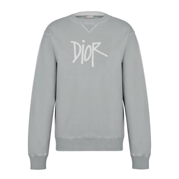 DIOR SWEATER - Áo Dior X Shawn Stussy Logo Print (Grey) [Mirror Quality]