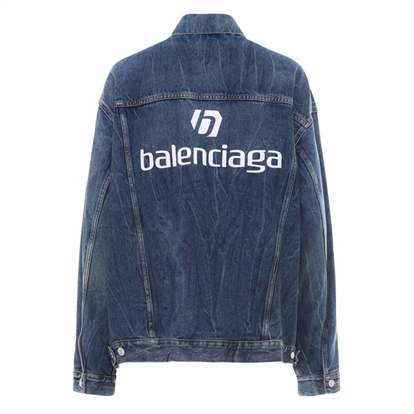 BALENCIAGA JACKET - Áo Khoác Blcg Sponsors Embroided Denim (Denim) [Mirror Quality]