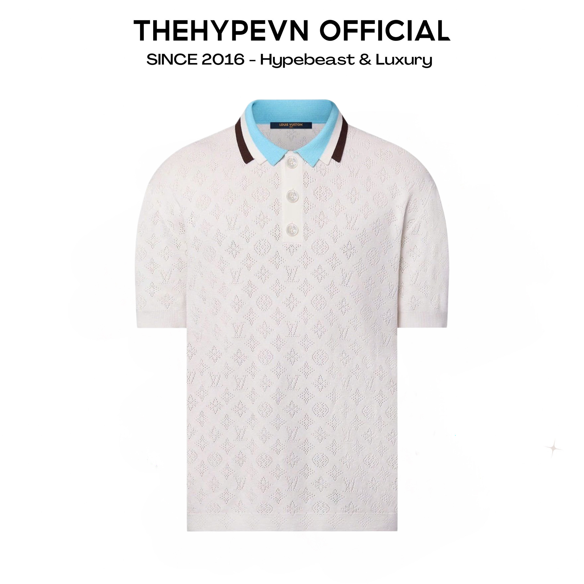 ÁO POLO LOUIS VUITTON LV MONOGRAM POINTELLE (WHITE)