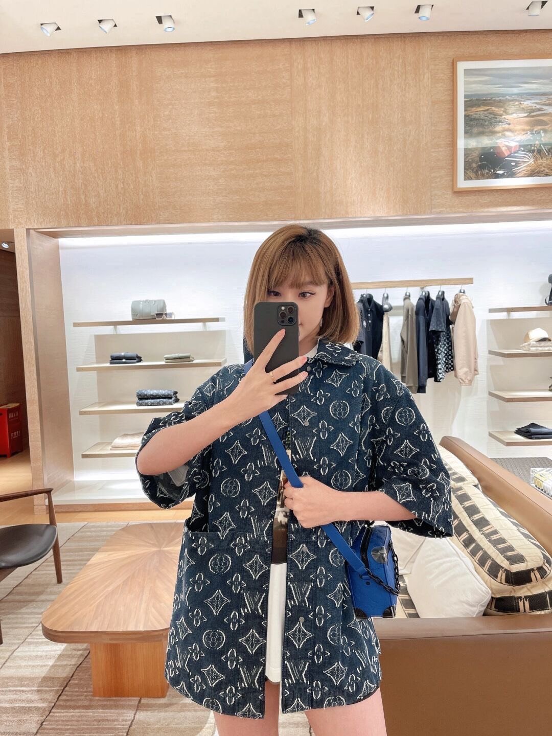 Áo Sơ Mi Louis Vuitton LV Flower Patterns Monogram (Blue) [Mirror Quality]