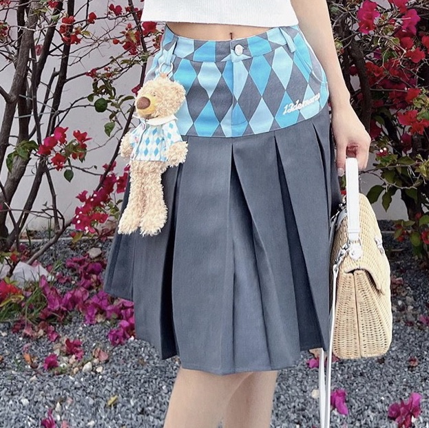 Chân Váy 13De Marzo Diamond Check Long (Blue Pastel) Best Quality