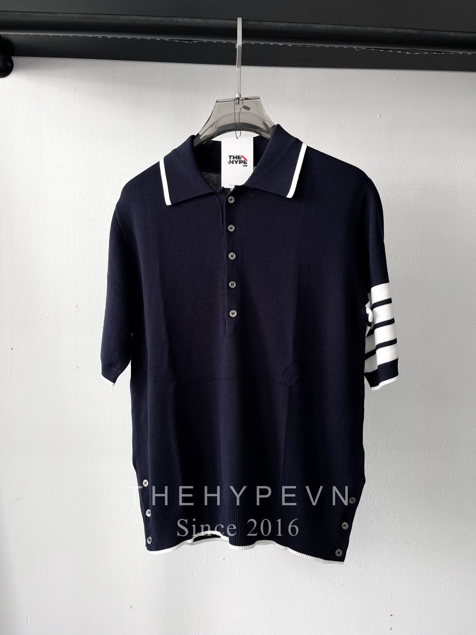 Áo Polo Thom Browne Birdseye Jacquard 4-Bar Short Sleeve (Navy) [Mirror Quality]
