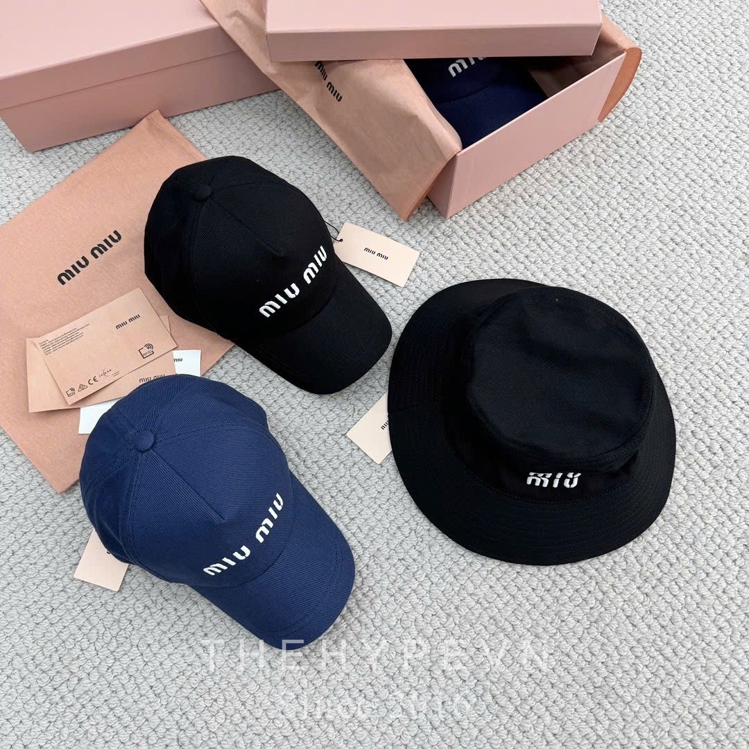 Nón Bucket Miu Miu Drill (Black) [Mirror Quality]