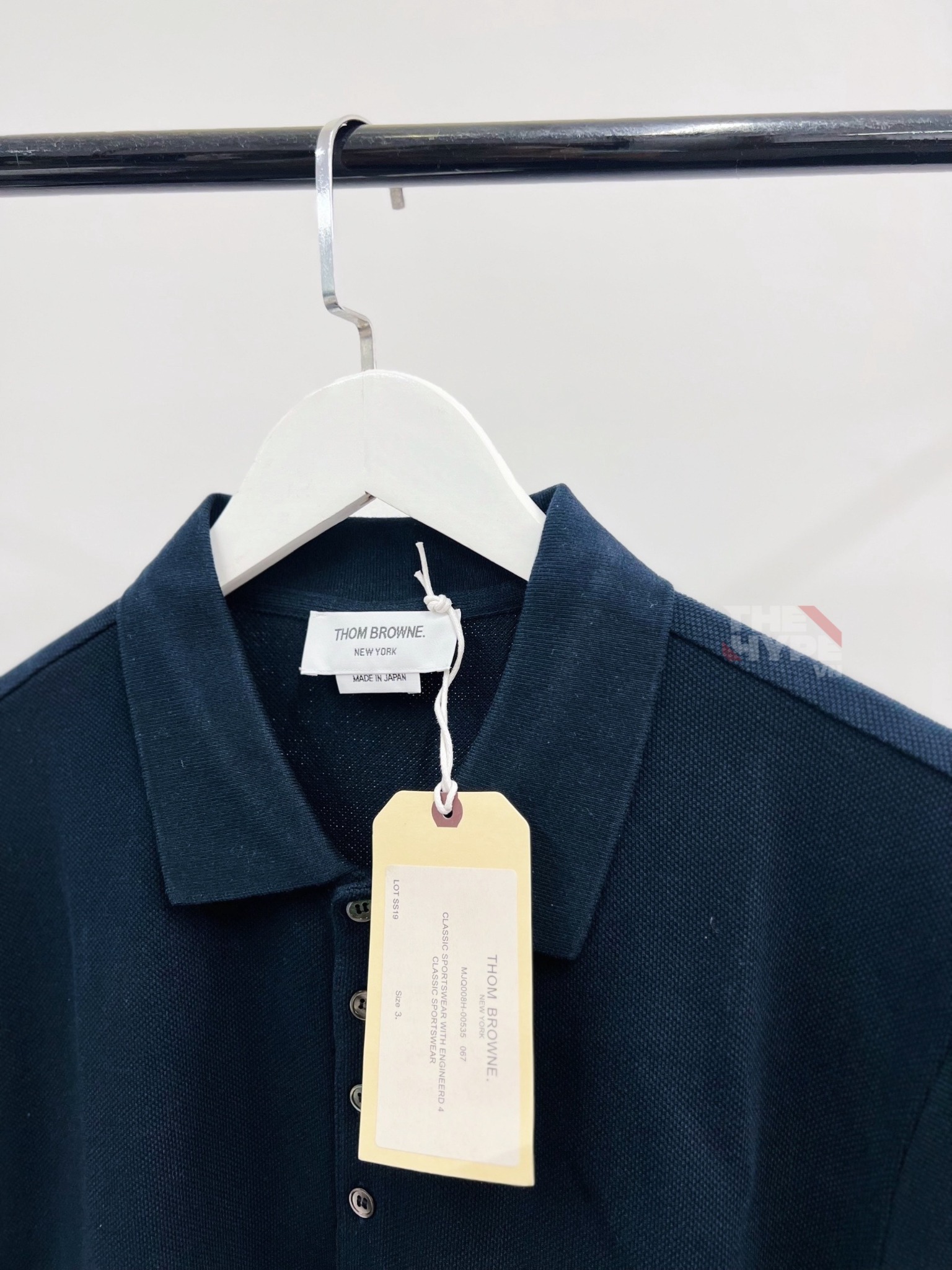 THOM BROWNE POLO - Áo Polo TB Side Stripes Insert (Navy)[MIRROR QUALITY]