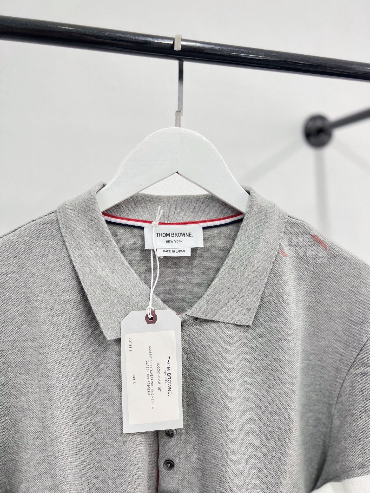 Áo Polo Thom Browne sọc tay (Grey) [Mirror Quality]