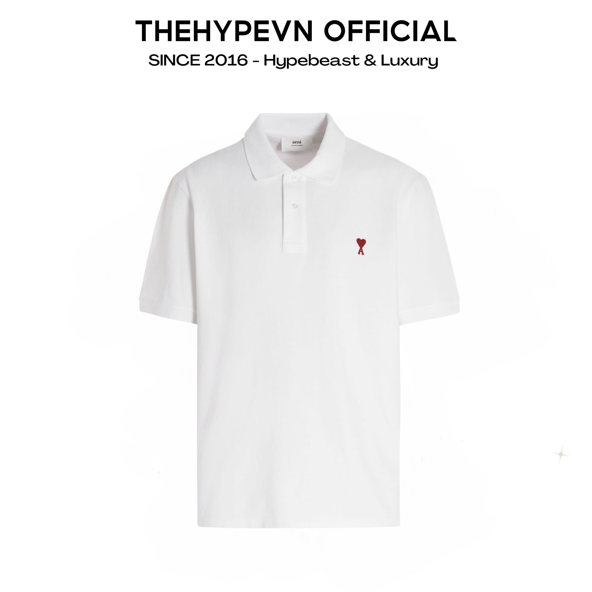ÁO POLO AMI PARIS SMALL HEART LOGO COTTON (WHITE)