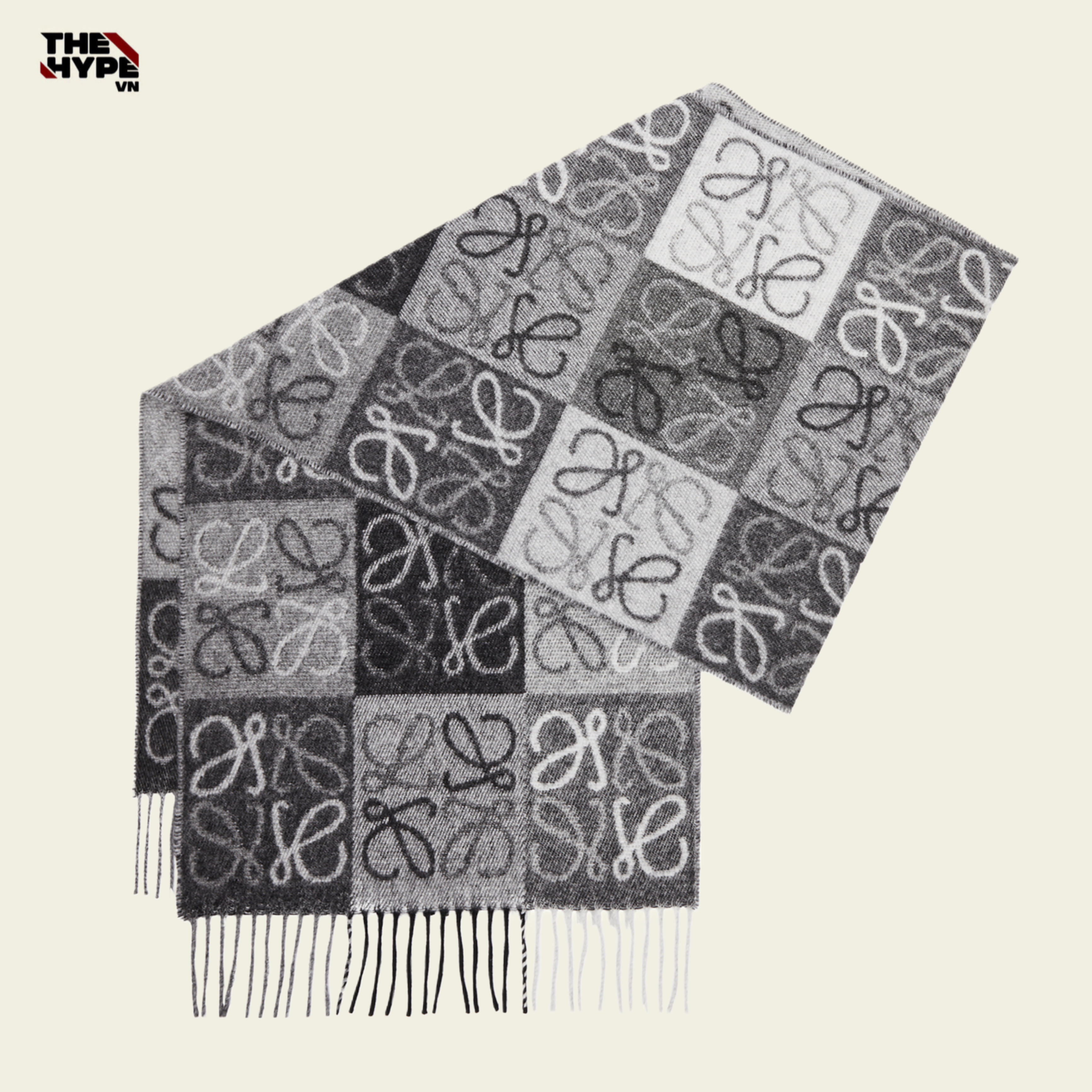 KHĂN LOEWE SCARF IN WOOD AND CASHMERE (GRAY)