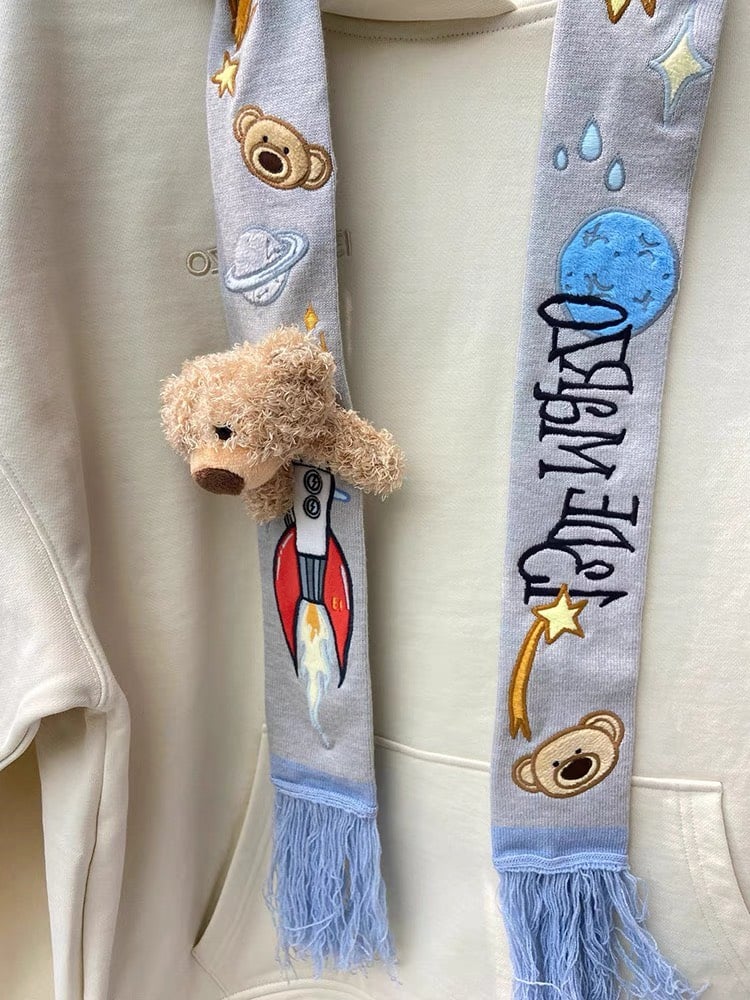 Áo Hoodie 13De Marzo Space Image Scarf (Beige) Best Quality