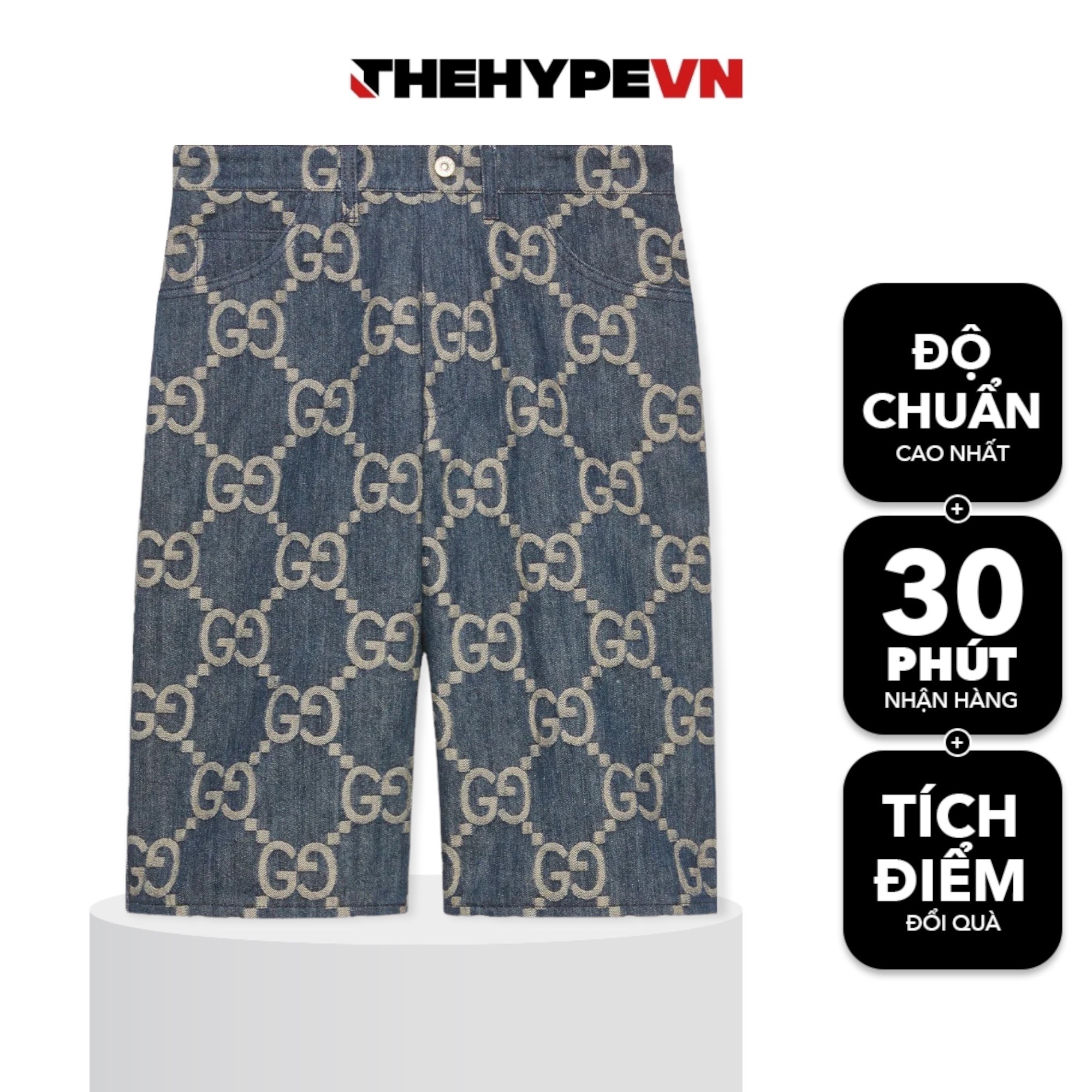 GUCCI SHORTS - Quần Shorts GC Denim Pineapple (Blue) [Mirror Quality]