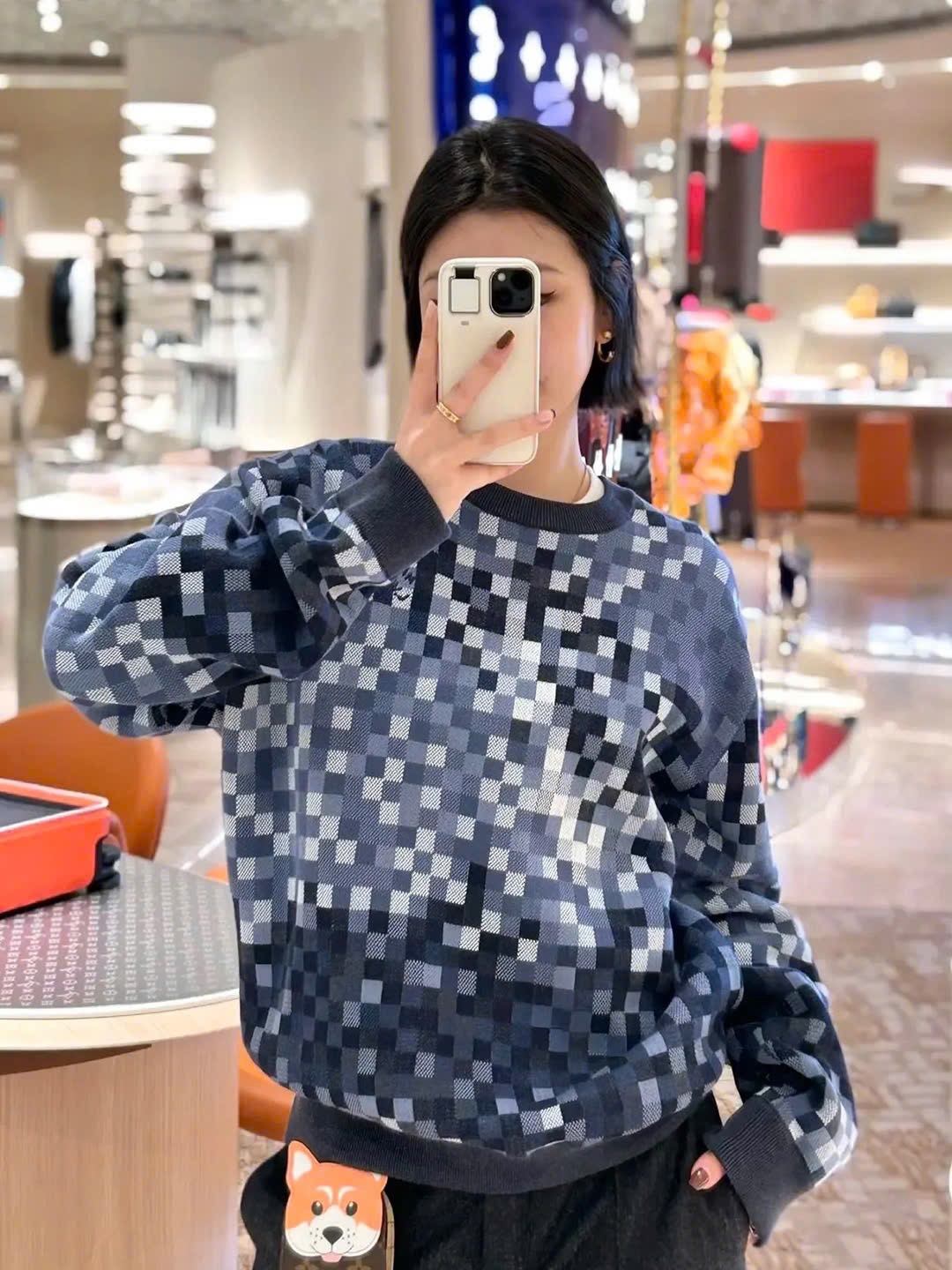 ÁO SWEATER LOUIS VUITTON LV DAMOFLAGE MARQUE (NAVY)