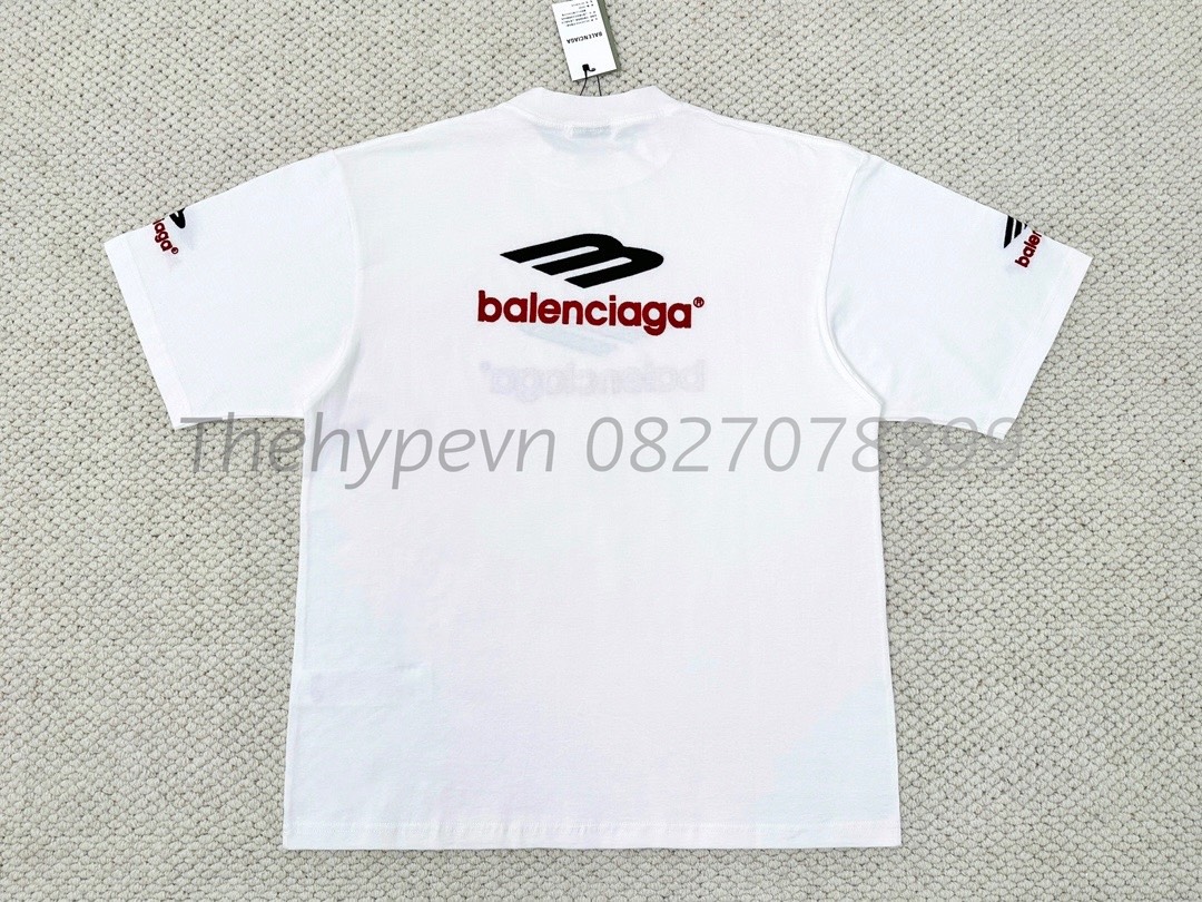 Áo Thun Balenciaga BLCG embroidered Logo 3B (WHite) [Mirror Quality]
