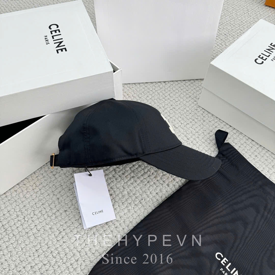 CELINE CAP- Mũ Lưỡi Trai Celine Logo Thêu (Black) [MIRROR QUALITY]