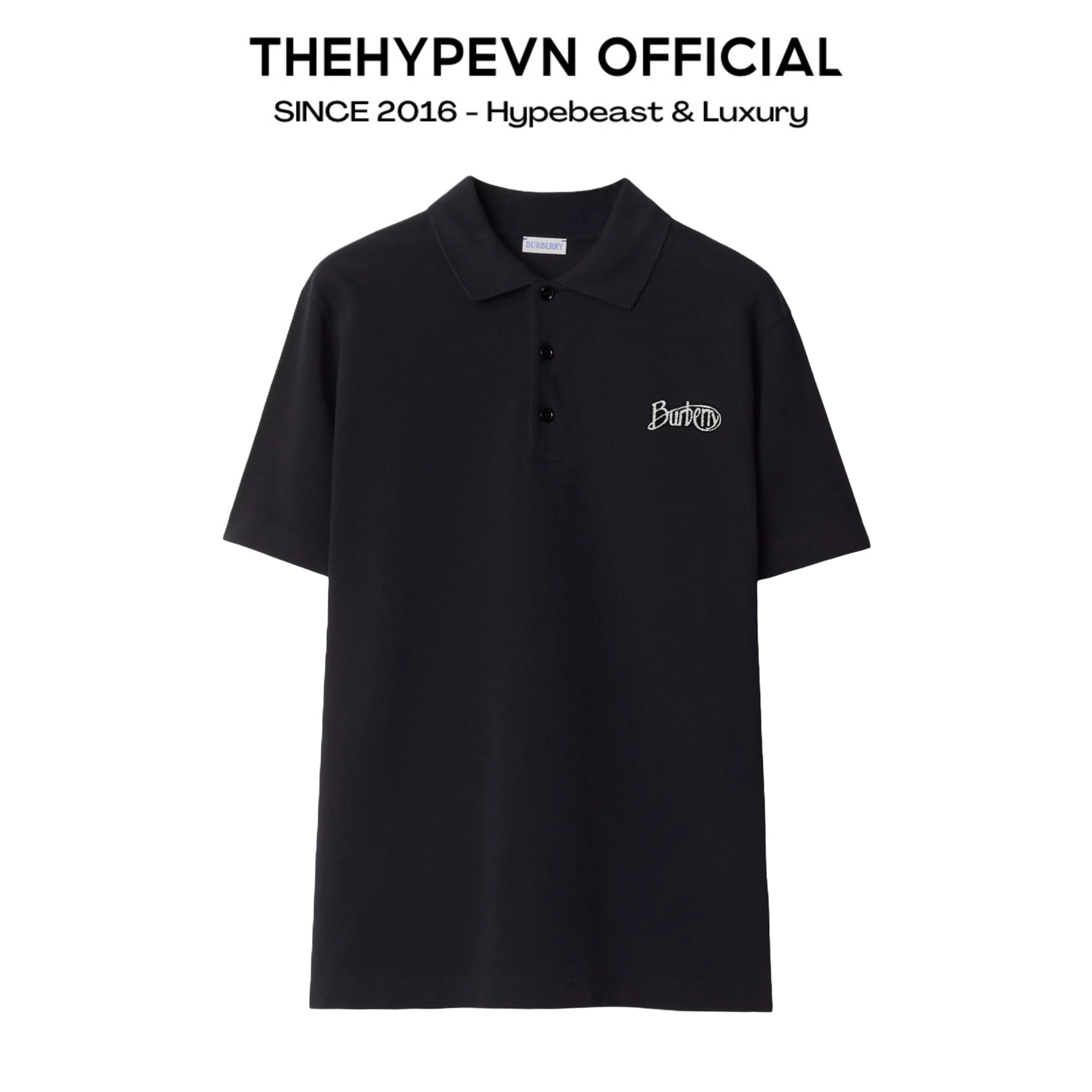 ÁO POLO BURBERRY BBR ARCHIVAL LETTERING LOGO (BLACK)