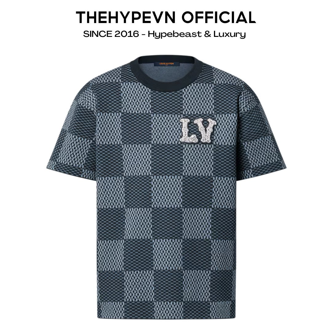 ÁO THUN LOUIS VUITTON LV DAMIER CRYSTAL PATCH (INDIGO)
