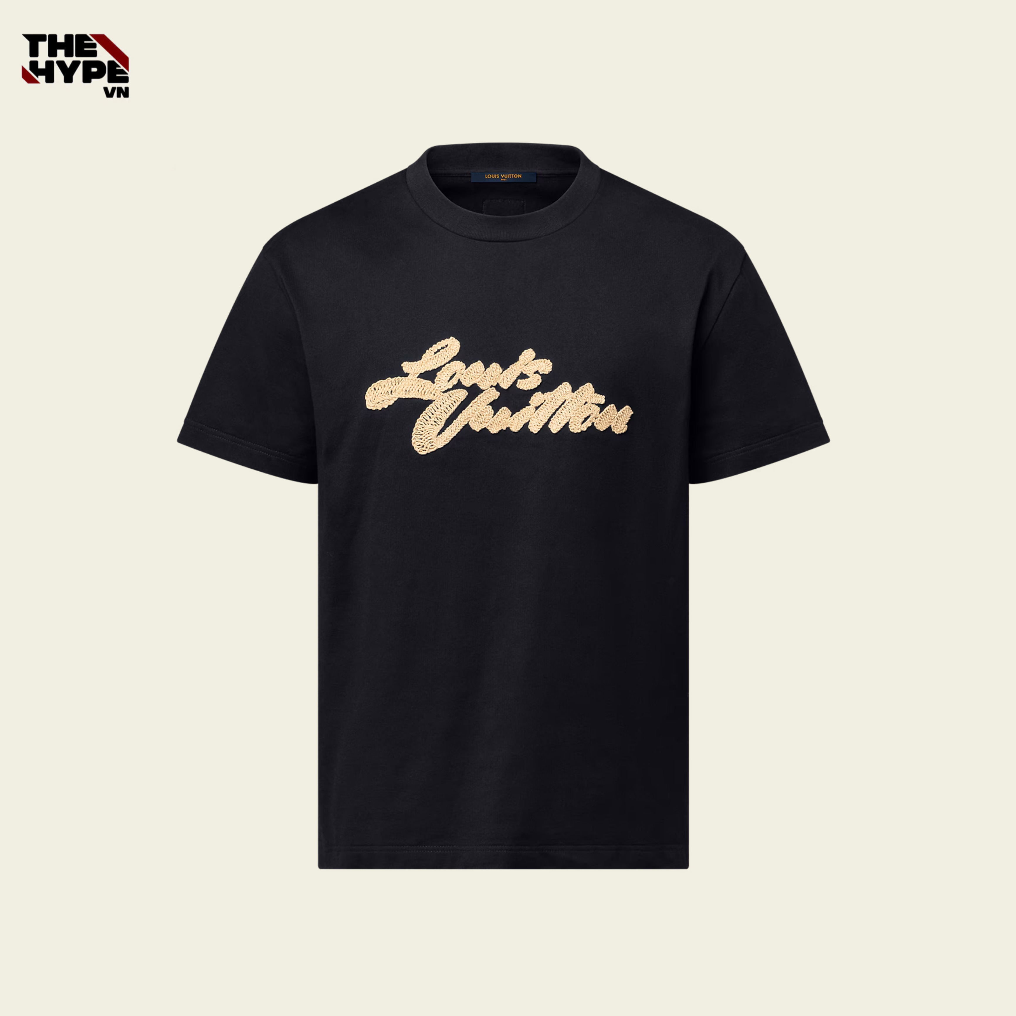 ÁO THUN LOUIS VUITTON EMBROIDERED SIGNATURE (BLACK)