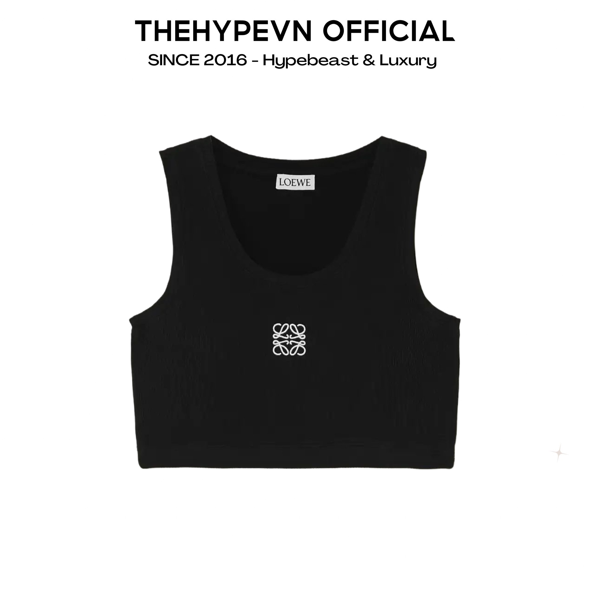 Áo Ba Lỗ Loewe Cropped Cotton Anagram Tank Top (Black) [MIRROR QUALITY]