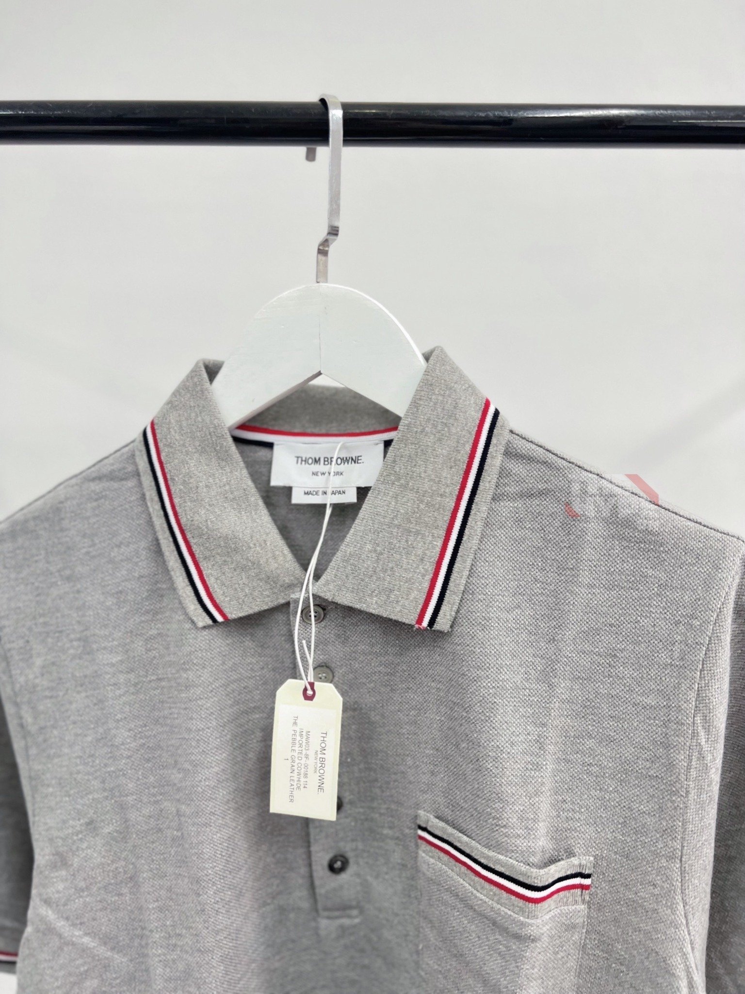 Áo Polo Thom Browne Stripe Sleeve Pocket(Grey) [Mirror Quality]