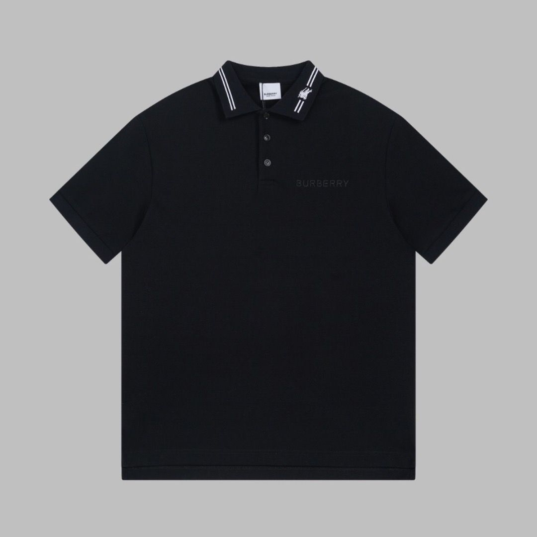 ÁO POLO BURBERRY EQUESTRIAN KNIGHT PIQUE (BLACK)