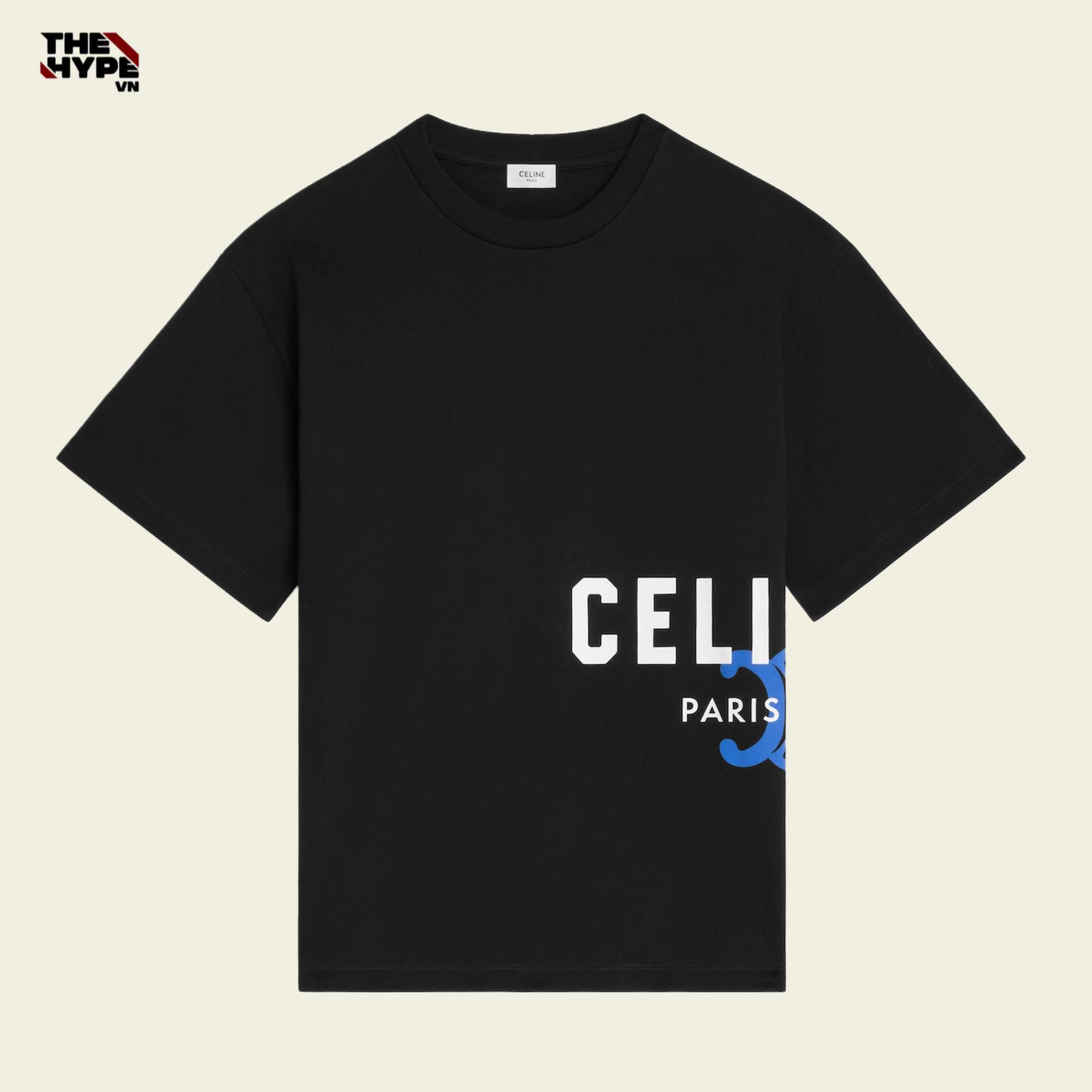 ÁO THUN CELINE  SANS-SERIF LOGO COTTON (BLACK)