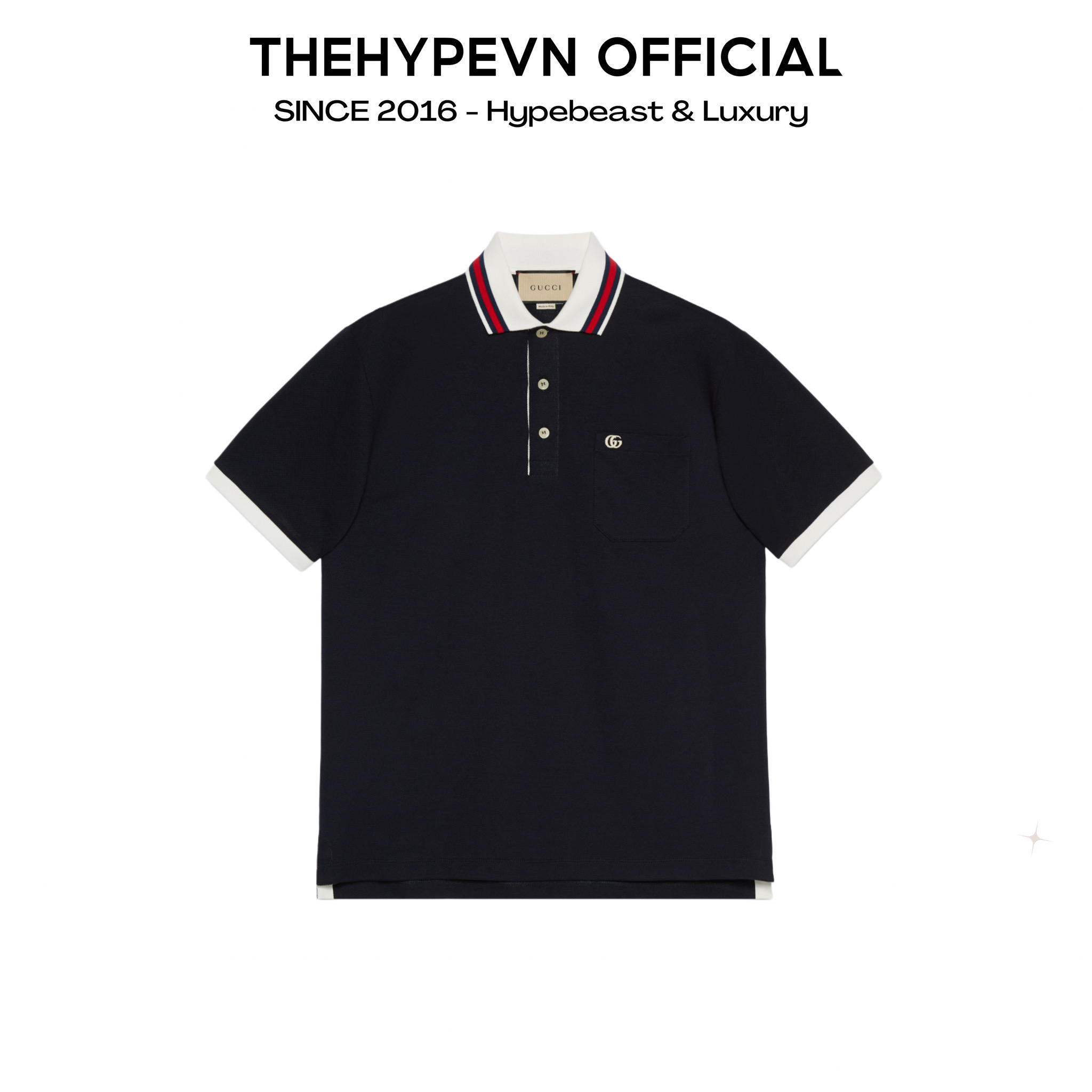 ÁO POLO GUCCI GC COTTON PIQUET WITH DOUBLE G (BLACK)