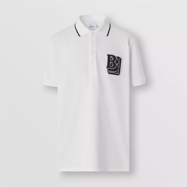 Áo Polo Burberry Letter Graphic Cotton Oversized (White) [Mirror Quality]