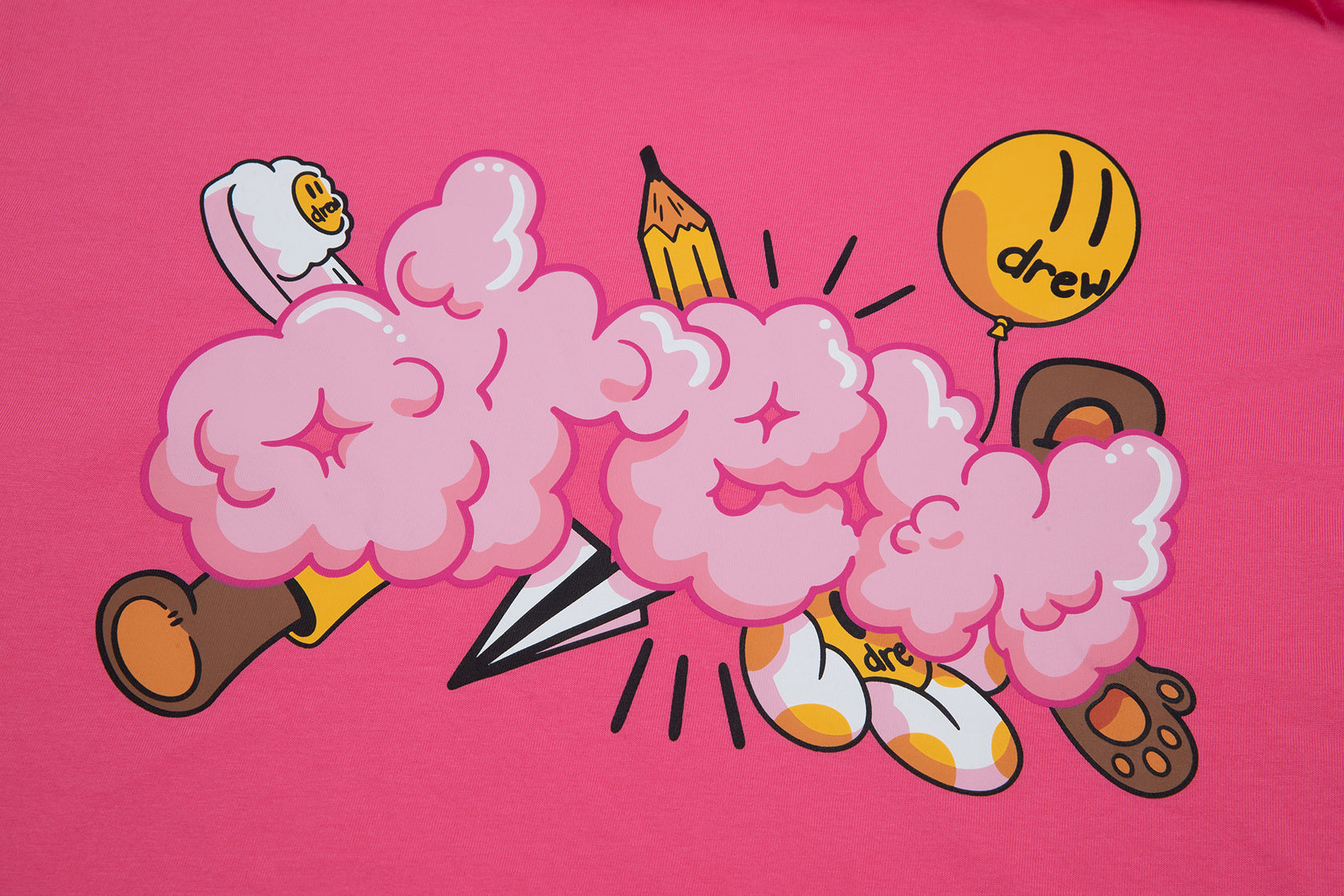 DREW TEE - Áo Drew House Doodle Joy ss Tee (Hot Pink) [Mirror Quality]