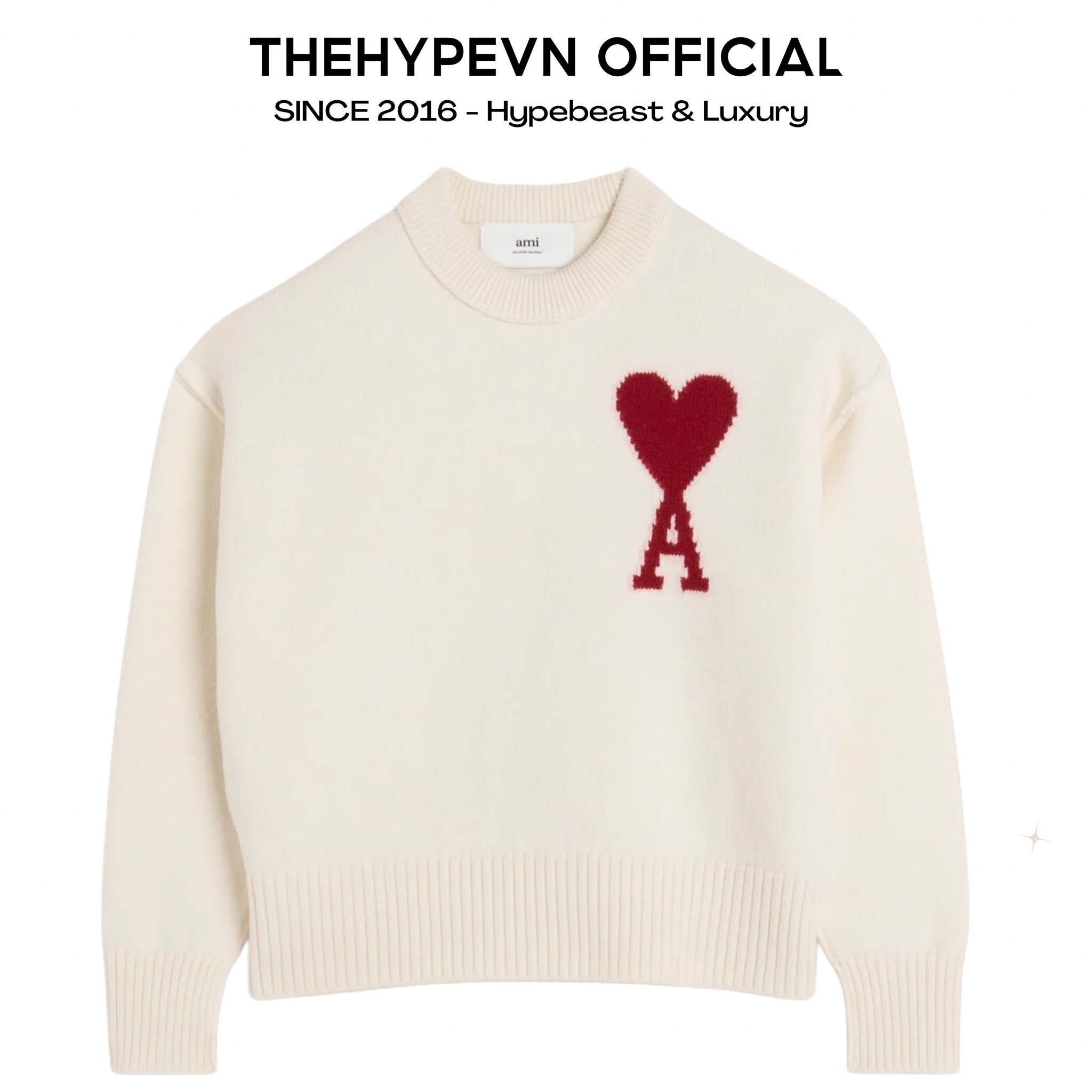 ÁO SWEATER AMI PARIS BIG HEART MERINO WOOL (WHITE)