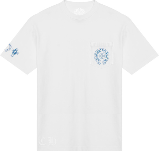 Áo Thun Chrome Hearts CH White & Light Blue-Triple Cross (White) [Mirror Quality]