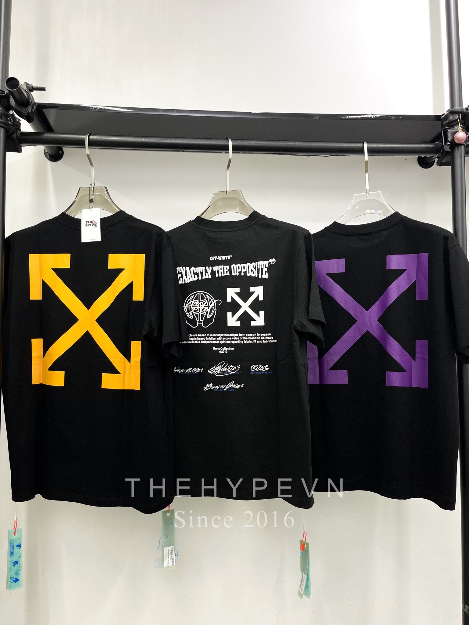 Áo Thun Off-White Arrow Caravaggio Mercy Yellow Line (Black) [Mirror Quality]