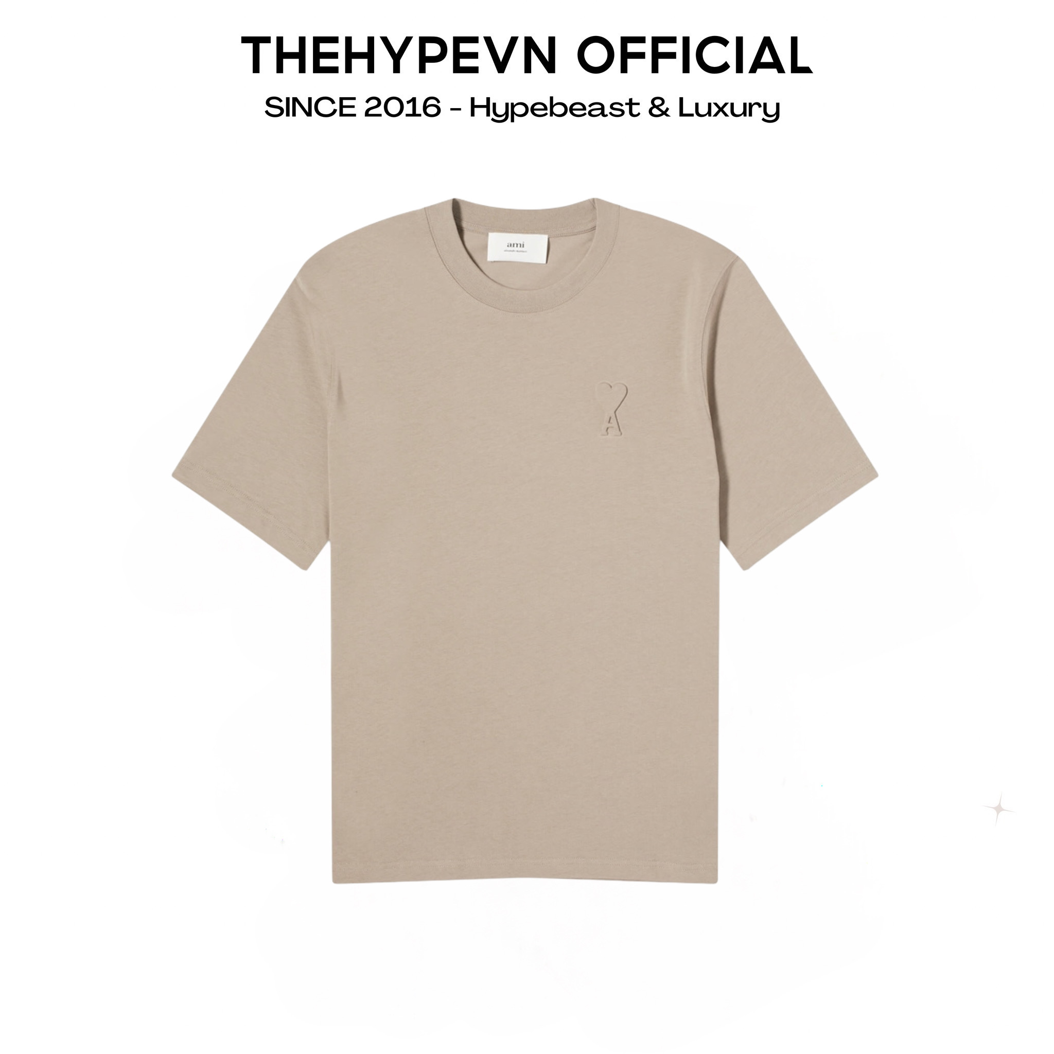 ÁO PHÔNG AMI PARIS EMBOSSED HEART LOGO TEE (LIGHT TAUPE)