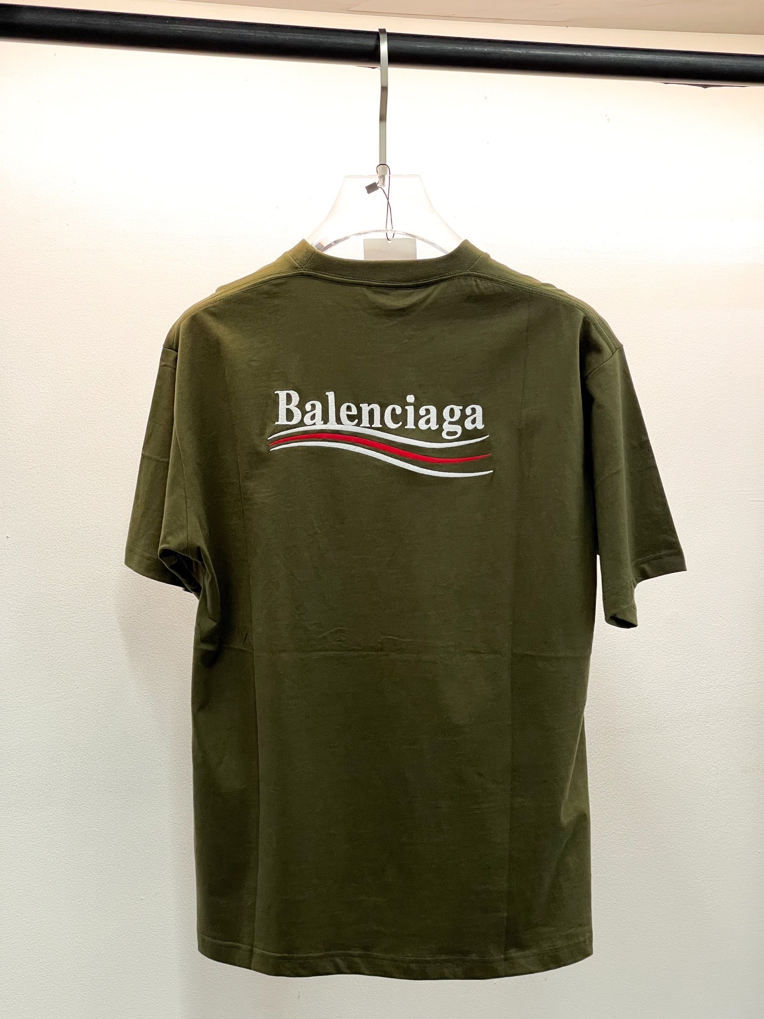 Áo Thun Balenciaga BLCG Political logo cotton (Green) [Mirror Quality]