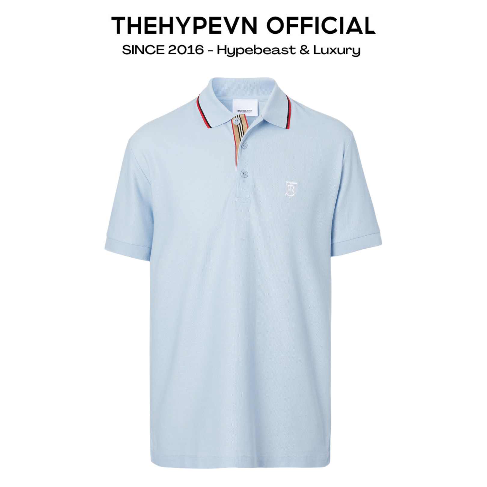 ÁO POLO BURBERRY BBR ICON STRIPE (BABY BLUE)