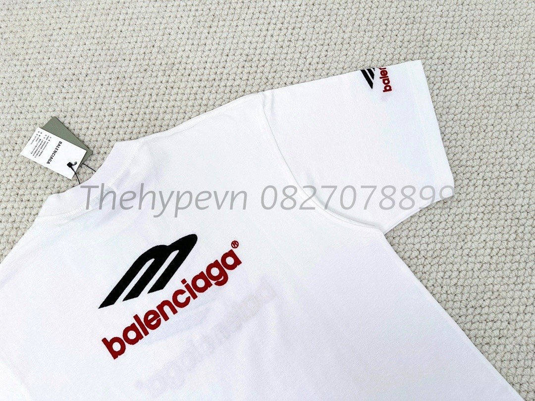 Áo Thun Balenciaga BLCG embroidered Logo 3B (WHite) [Mirror Quality]