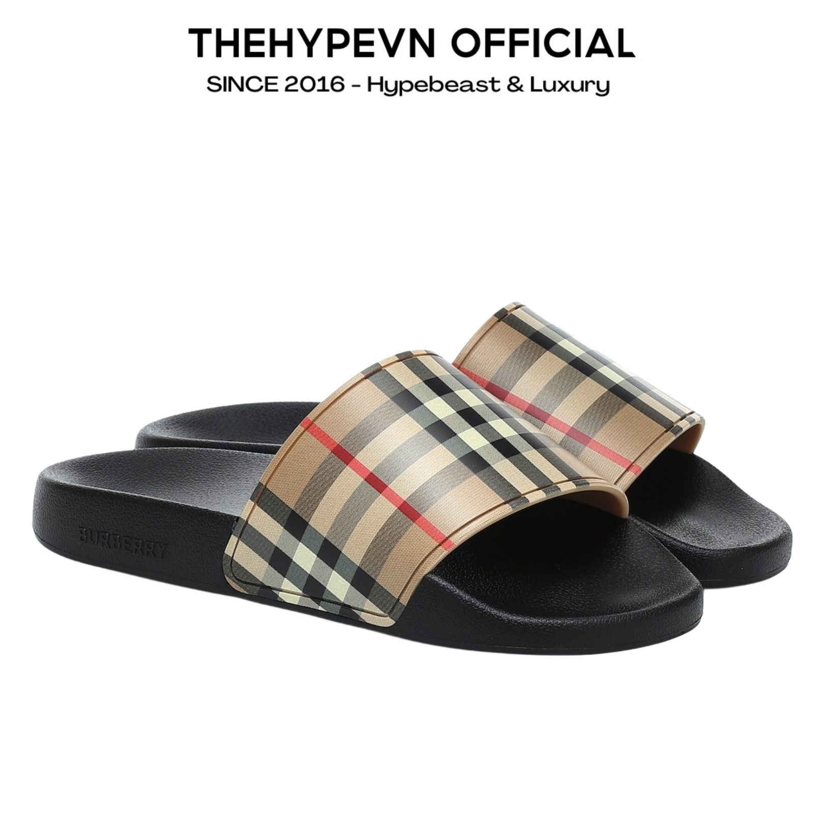 Dép Burberry Vintage Check Open-Toe Slides (Brown) [Mirror Quality]