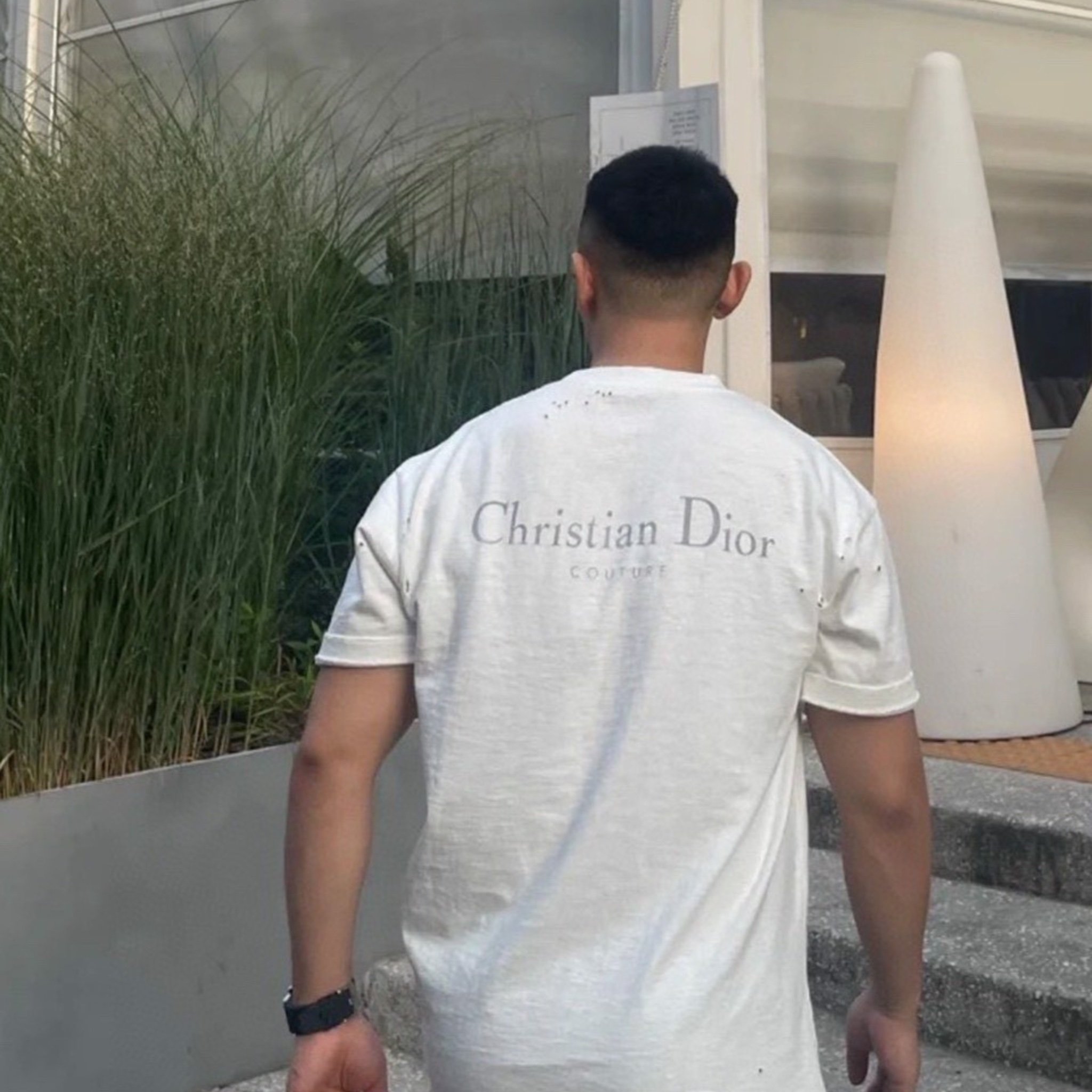 Áo Thun Dior Relaxed Couture Logo Back (White) [Mirror Quality]