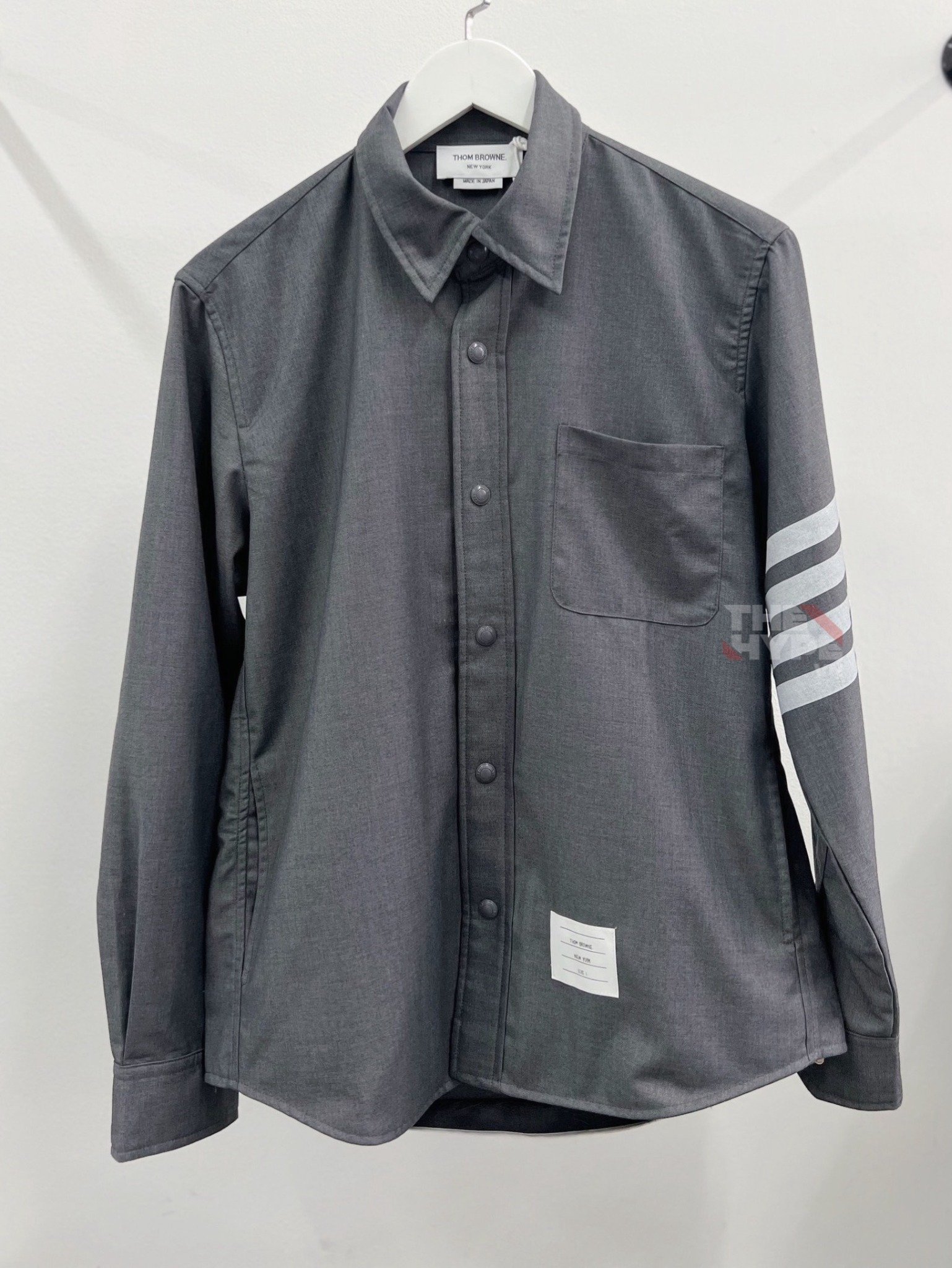 THOM BROWNE SHIRT - Áo sơ mi flannel TB tonal 4-Bar shirt (Xám) [Mirror Quality]