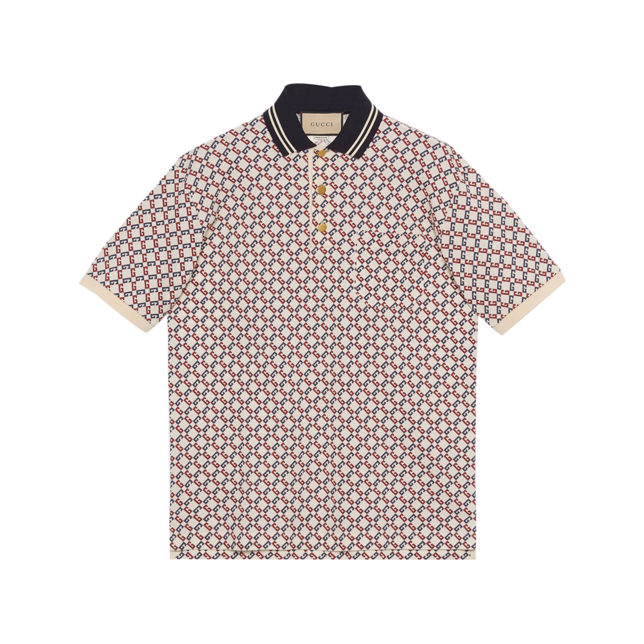 GUCCI POLO - Áo Polo GC Geo Metric G Motif Cotton (White) [Mirror Quality]