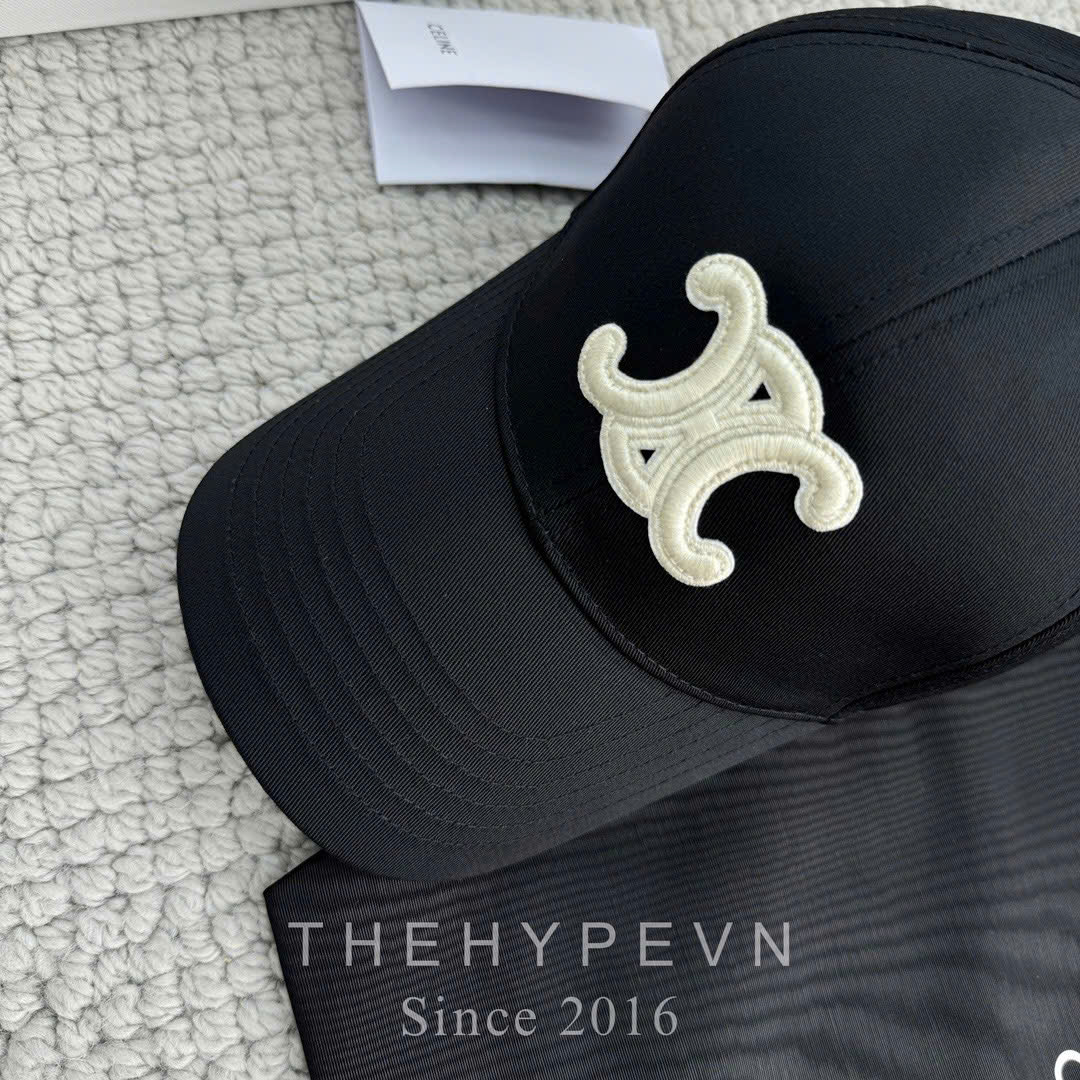 CELINE CAP- Mũ Lưỡi Trai Celine Logo Thêu (Black) [MIRROR QUALITY]