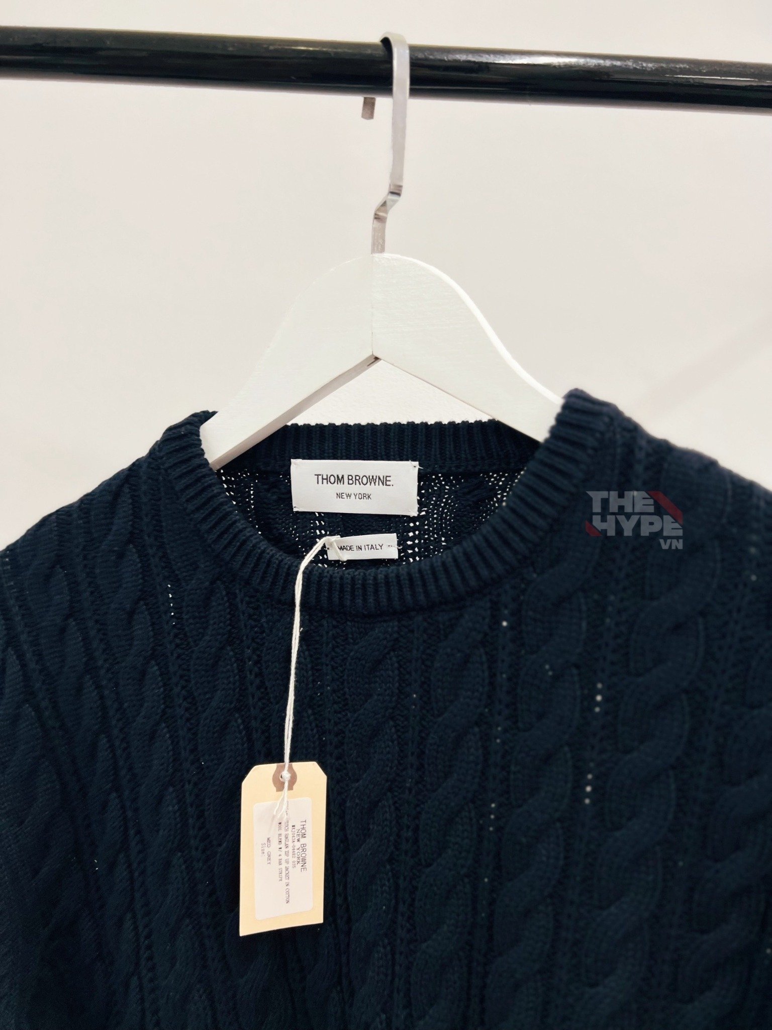 THOM BROWNE SWEATER - Áo TB 4-bar Cable Knit (Navy) [Mirror quality]