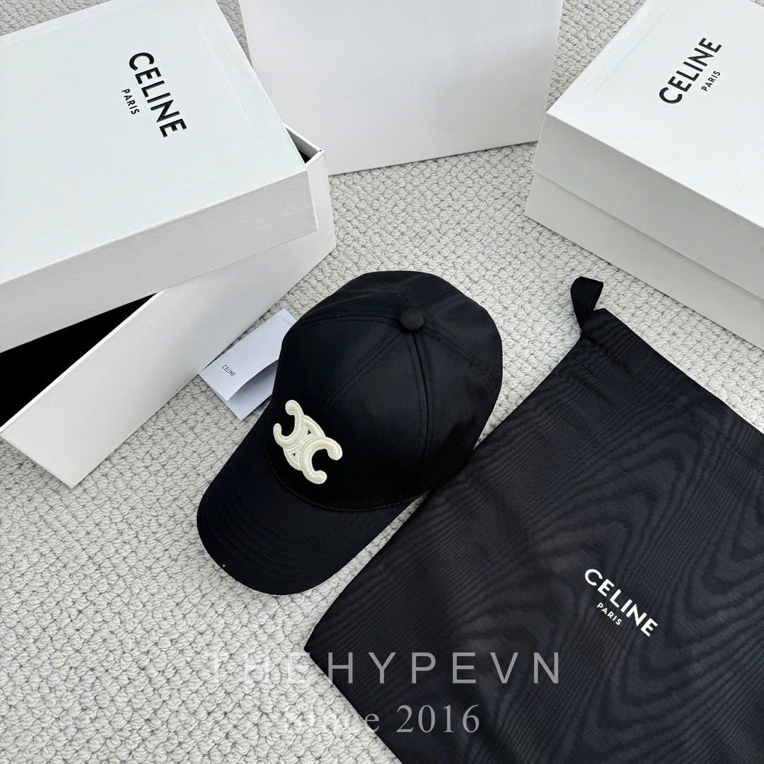 CELINE CAP- Mũ Lưỡi Trai Celine Logo Thêu (Black) [MIRROR QUALITY]