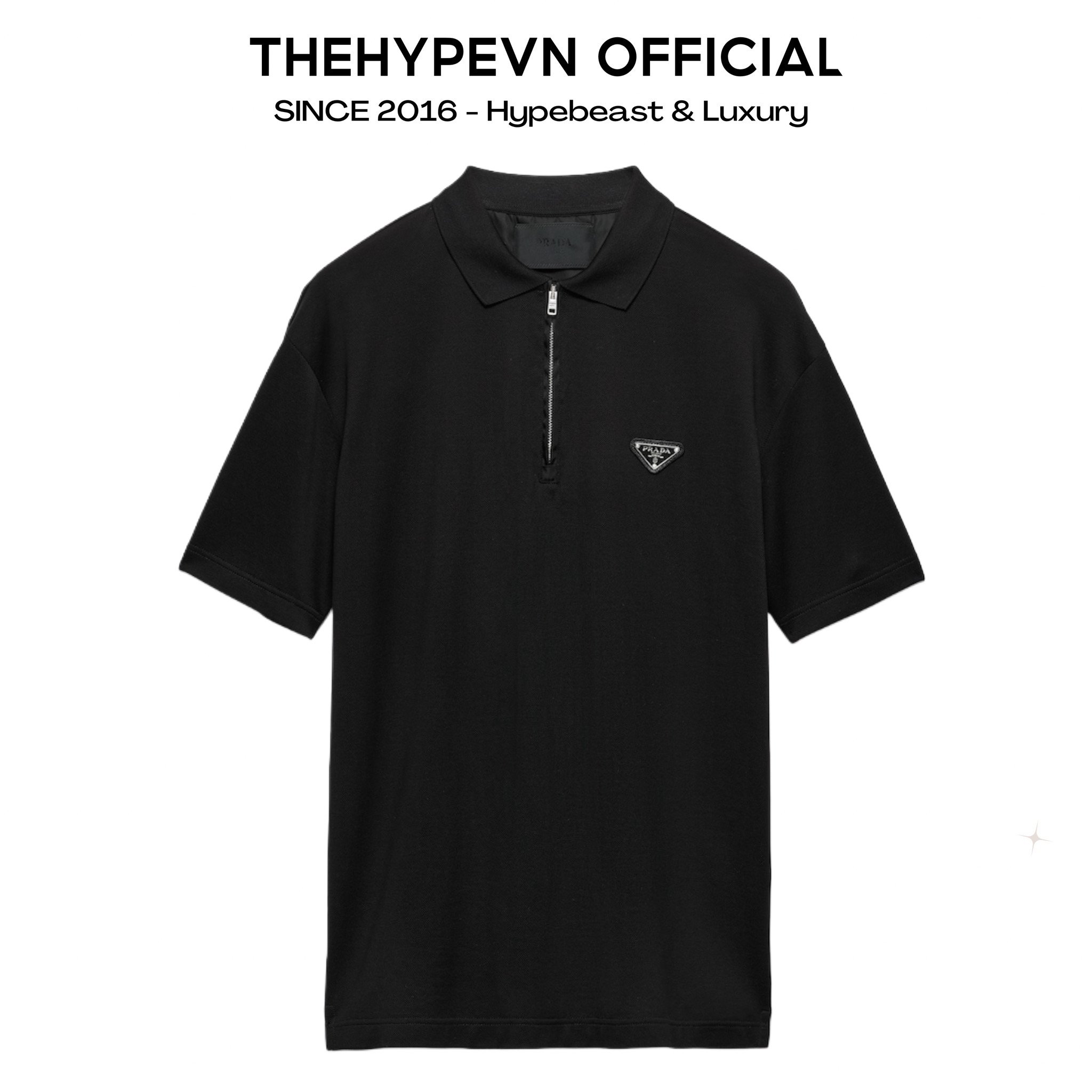 ÁO POLO PRADA RE-NYLON TRIANGLE LOGO (BLACK)