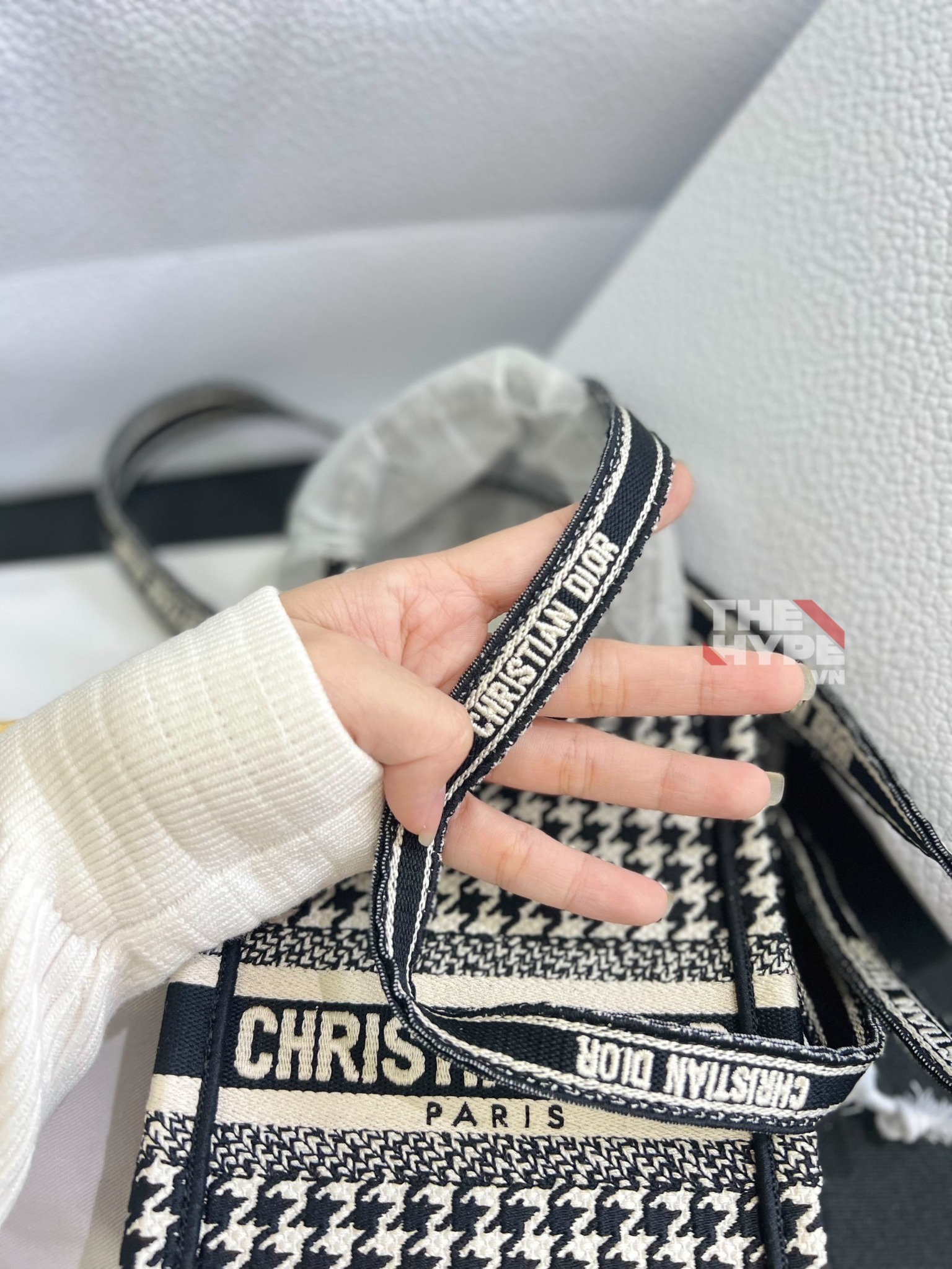 Túi Dior Micro Houndstooth Mini Tote (Black) [Mirror Quality]