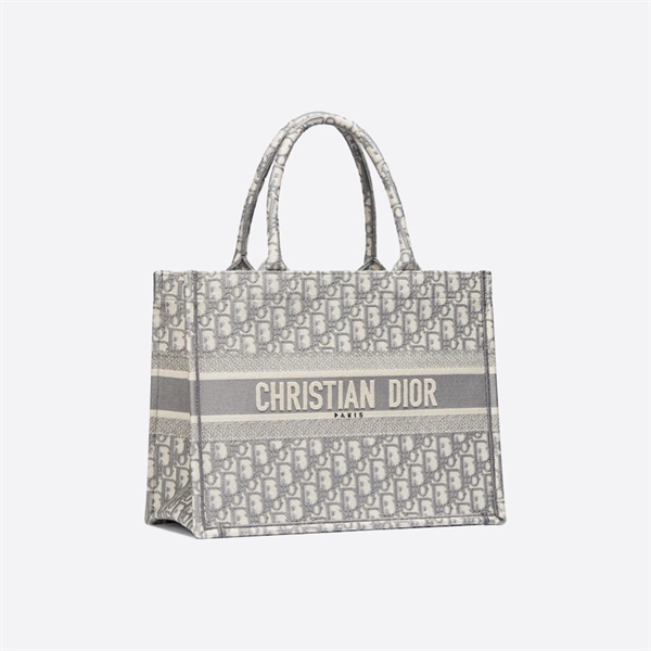 DIOR BAG - Túi Tote Dior Small Oblique Embroidery (Grey) [Mirror Quality]