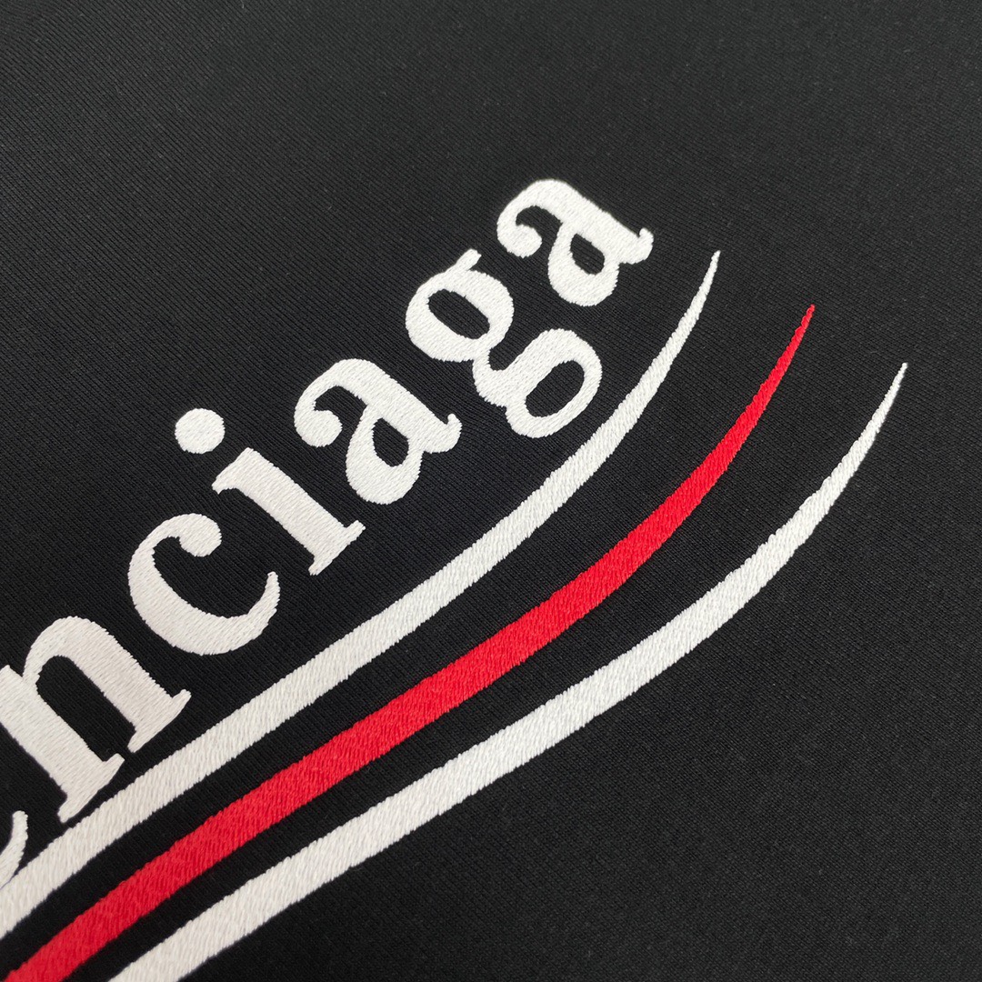 BALENCIAGA TEE - Áo Blcg Wave Embroidered (Black) [Mirror Quality]