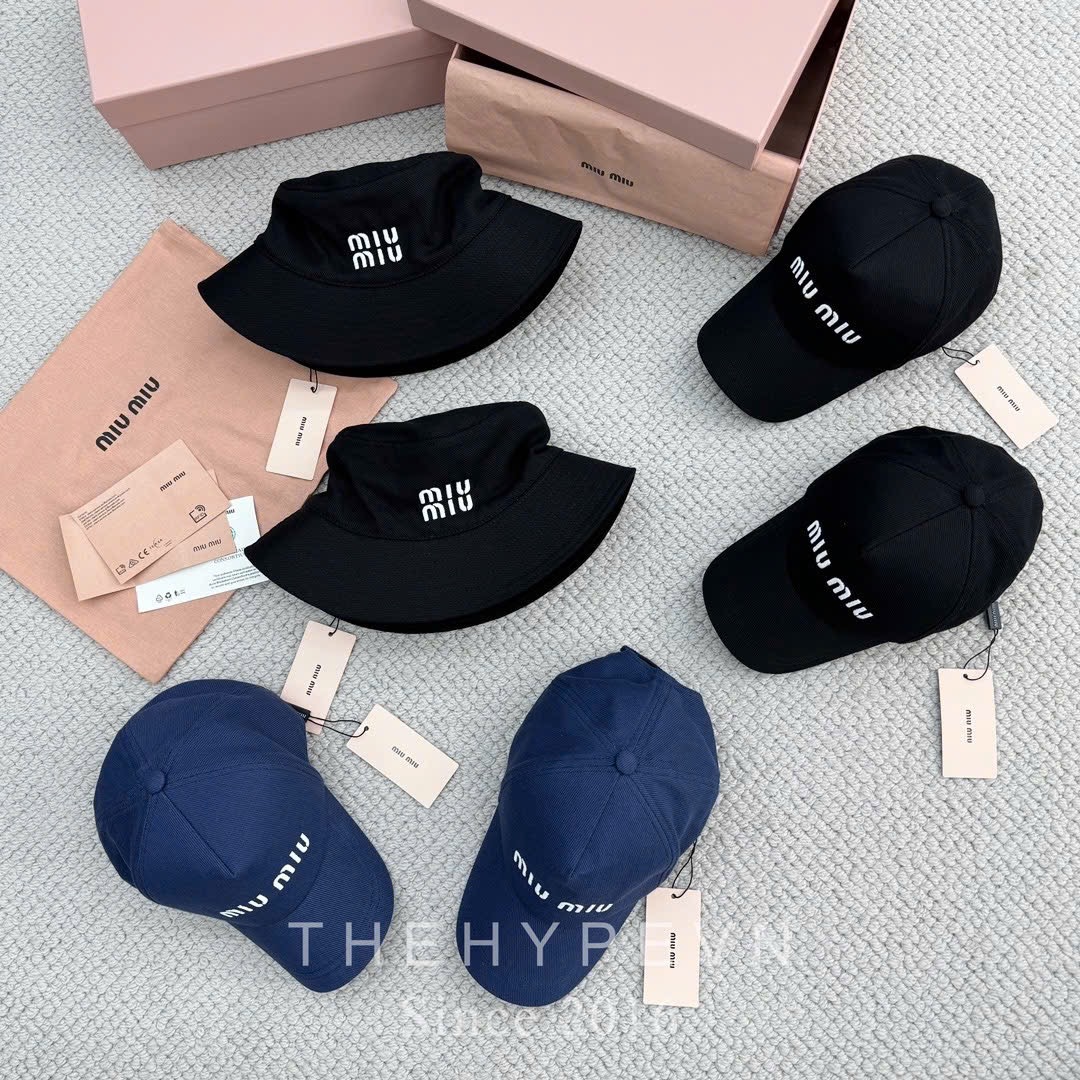 Nón Bucket Miu Miu Drill (Black) [Mirror Quality]